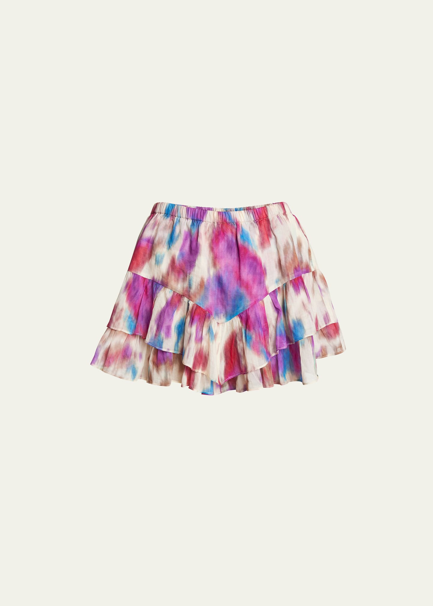 Shop Isabel Marant Étoile Jocadia Tiered Pull-on Shorts In Beige/raspberry
