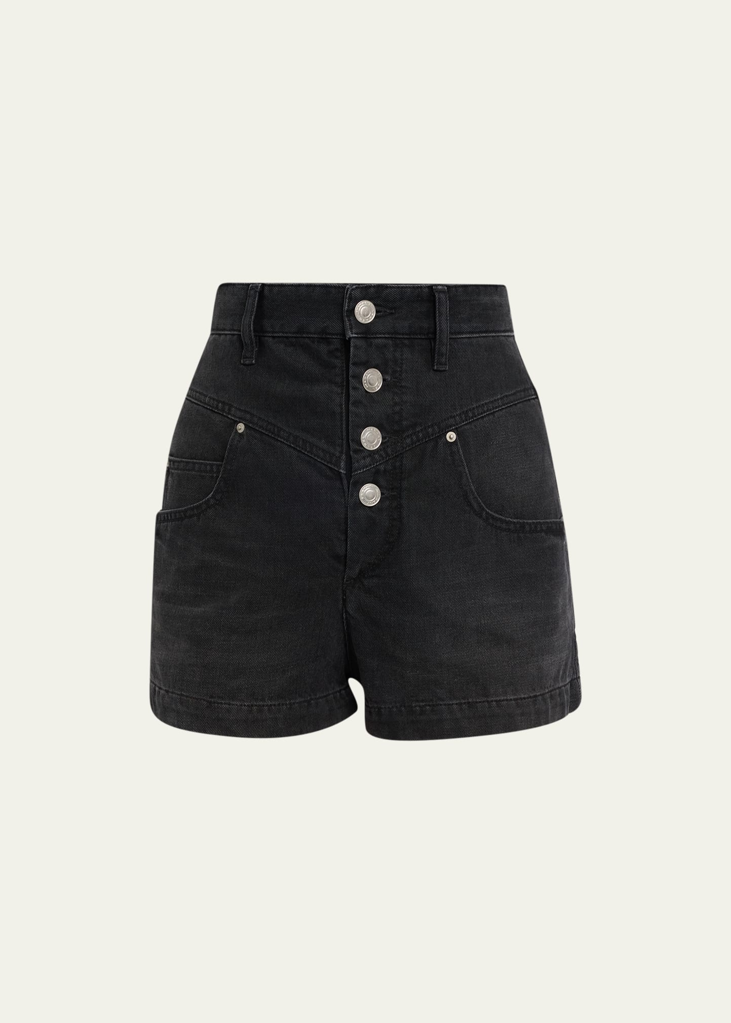 Shop Isabel Marant Étoile Jovany Ultra High Rise Denim Shorts In Faded Black