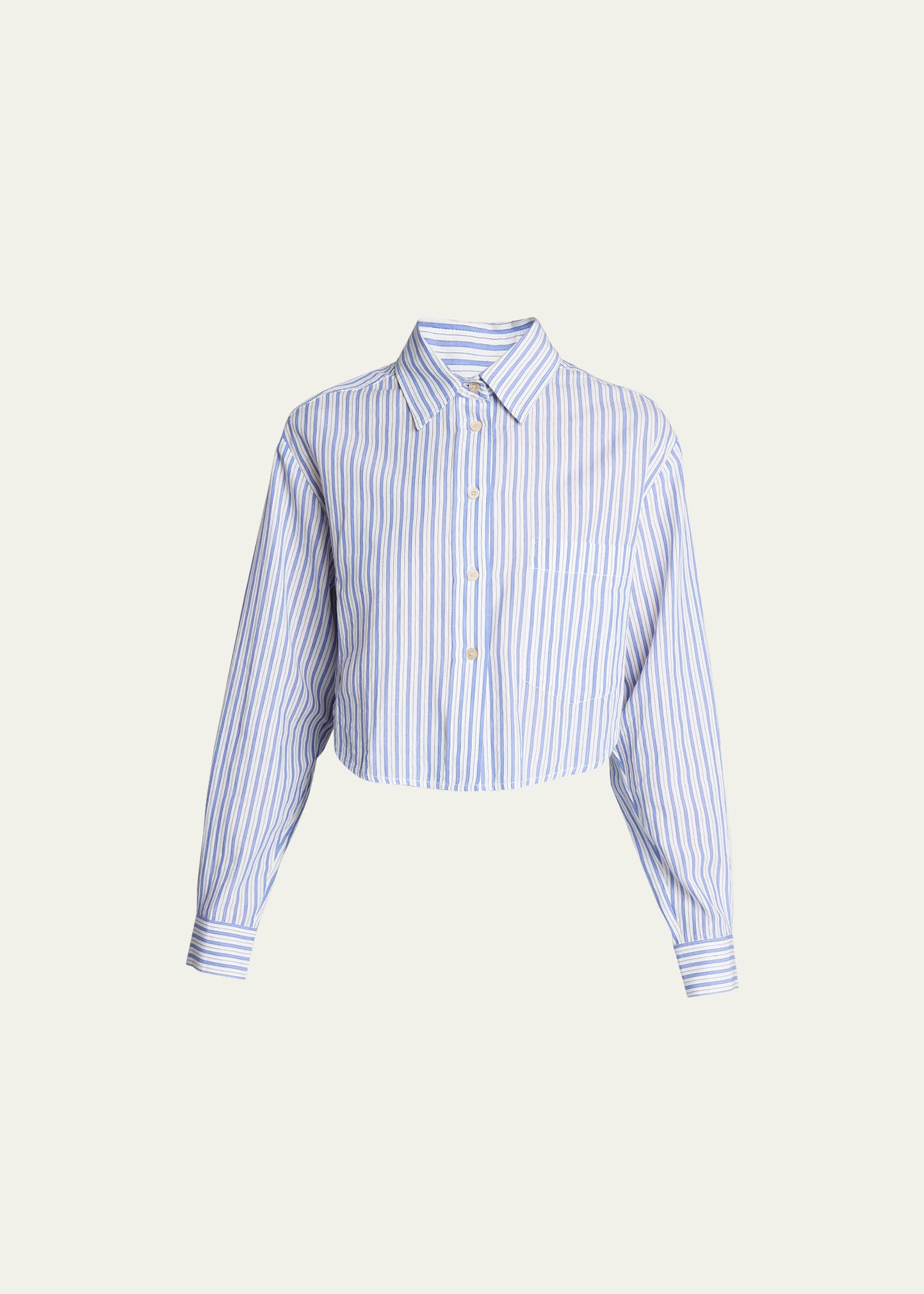 Shop Isabel Marant Étoile Eliora Striped Button-front Crop Shirt In Azure