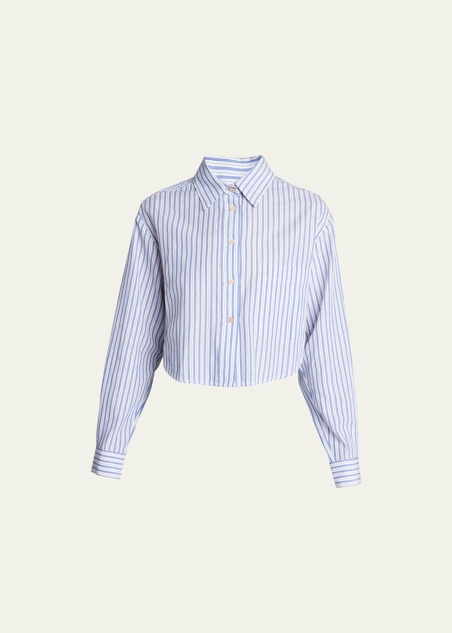Isabel Marant Étoile Eliora Striped Button-front Crop Shirt In Azure