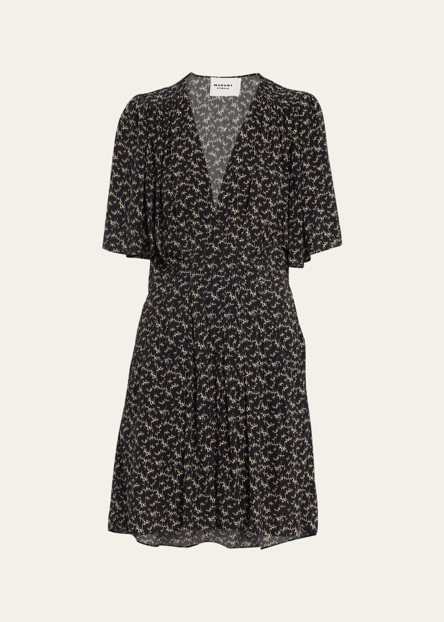 Shop Isabel Marant Étoile Vedolia Printed V-neck Mini Dress In Black