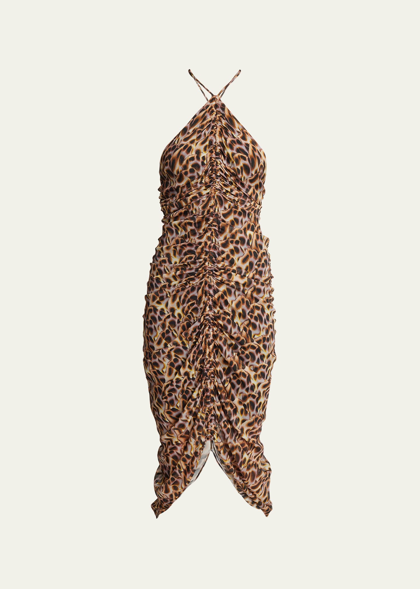 Shop Isabel Marant Étoile Valdi Ruched Halter Midi Dress In Ochre