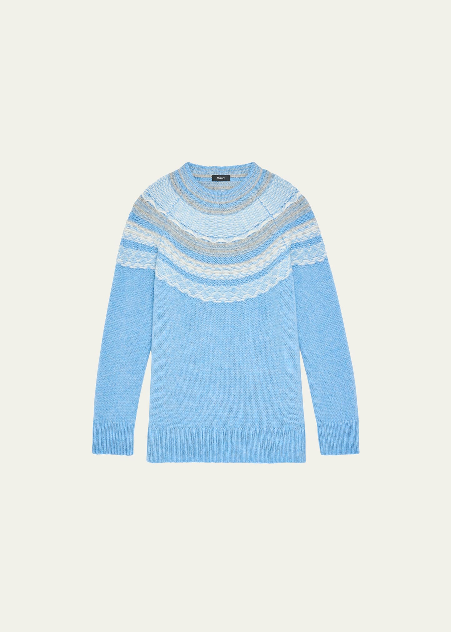 Theory Fair Isle Pullover Sweater In Winter Blue Multi