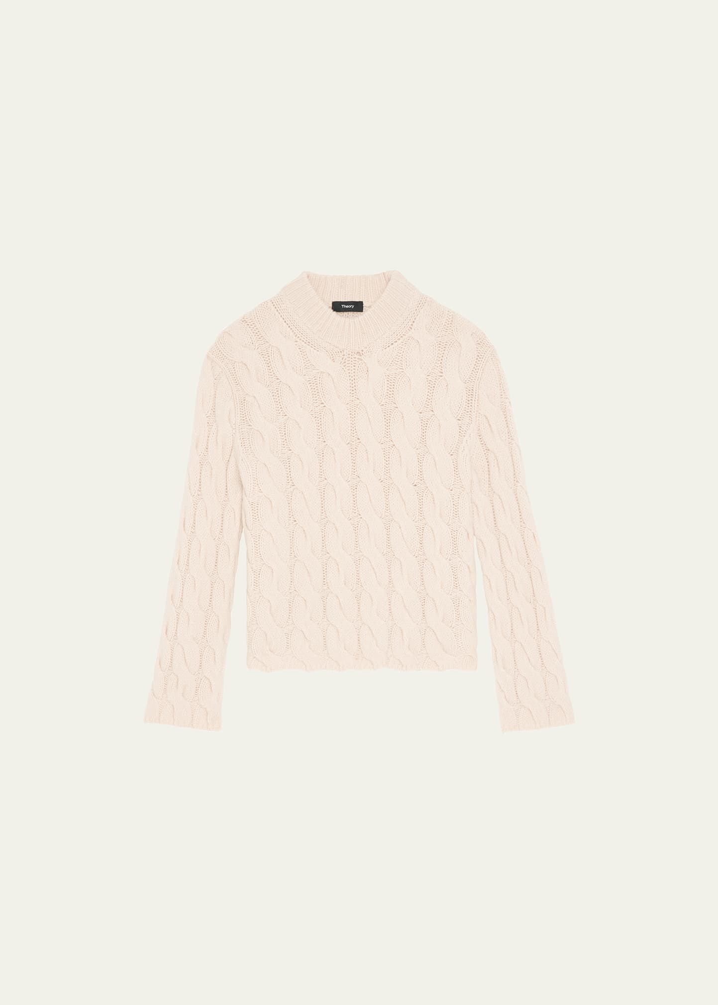 Theory Wool-cashmere Mock-neck Cable Sweater In Ivory