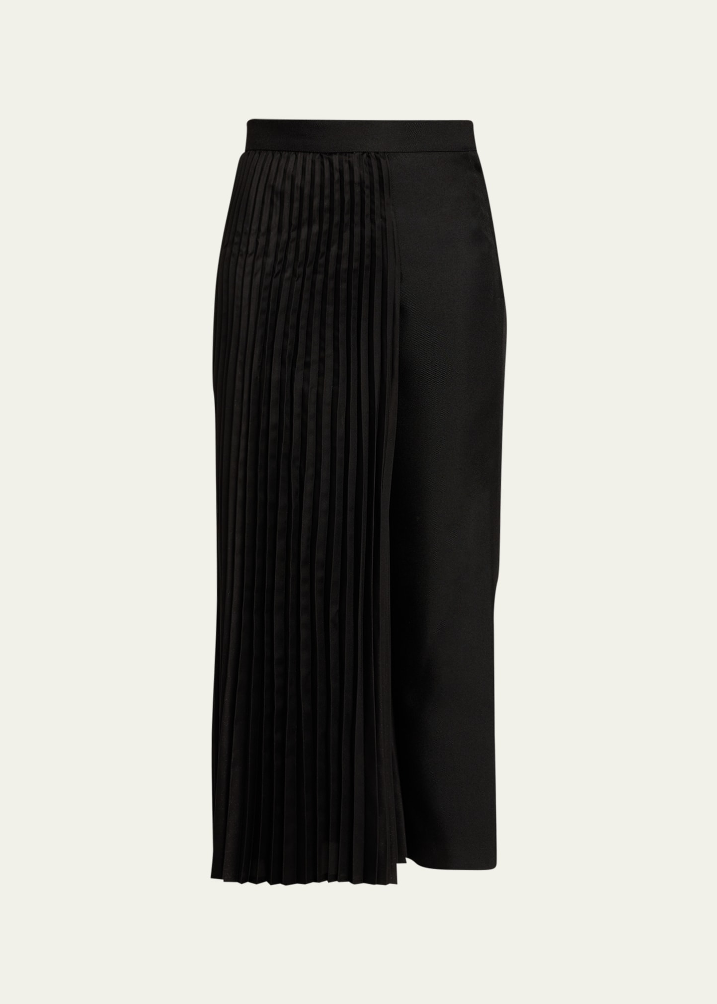 Junya Watanabe Trouser-panelled Twill And Pleated-satin Skirt In Black X Black