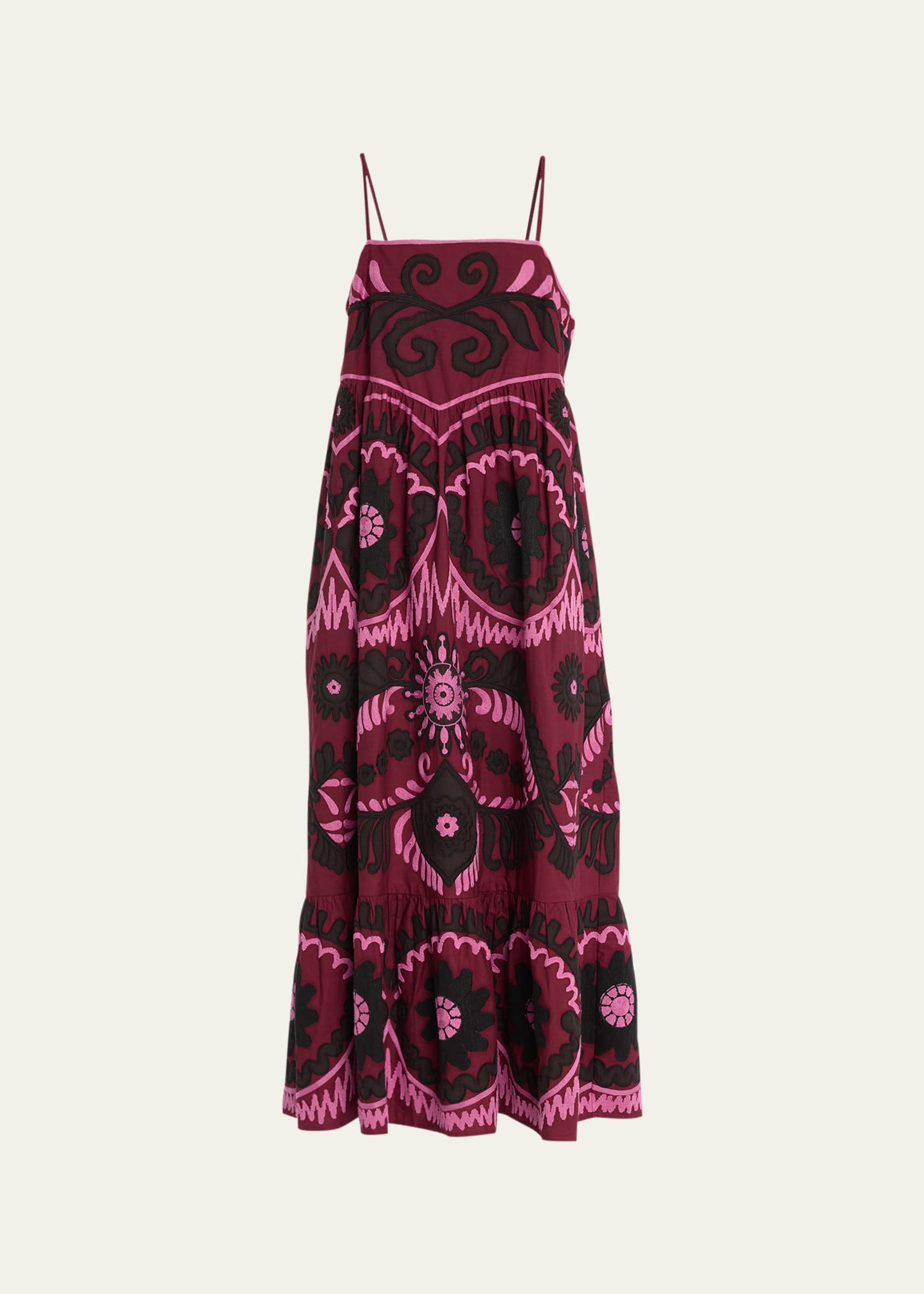 Shop Sea Charlough Sleeveless Embroidered Midi Dress In Magenta