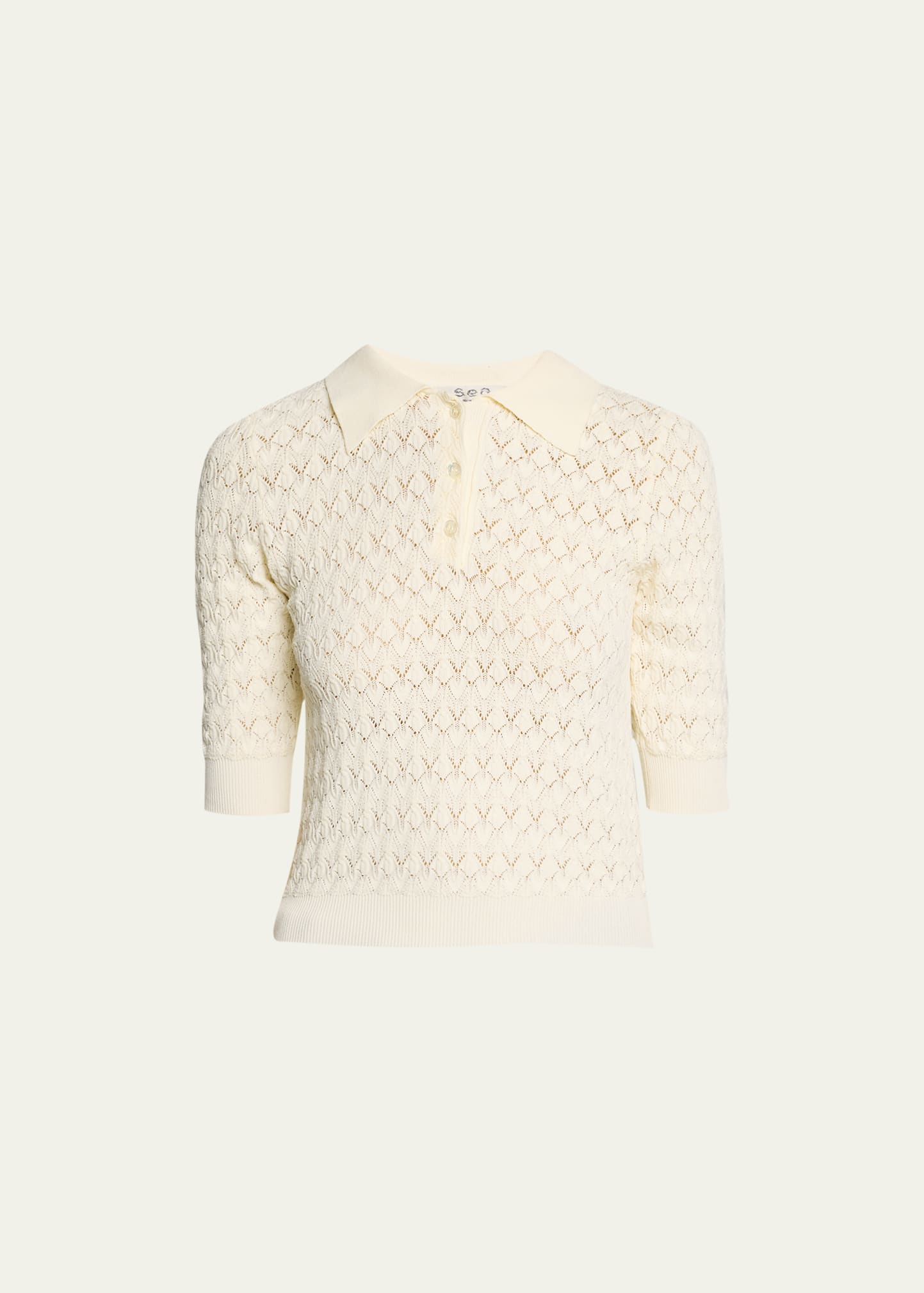 Sea Rue Fine Gauge Knit Polo Sweater In Cream