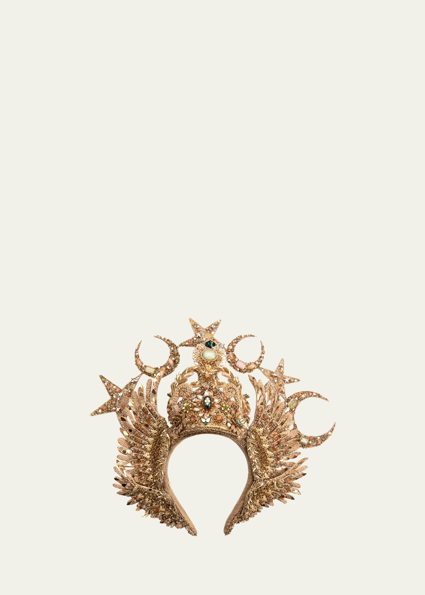 Deepa Gurnani Empress Celestial Embellished Headband In Gold