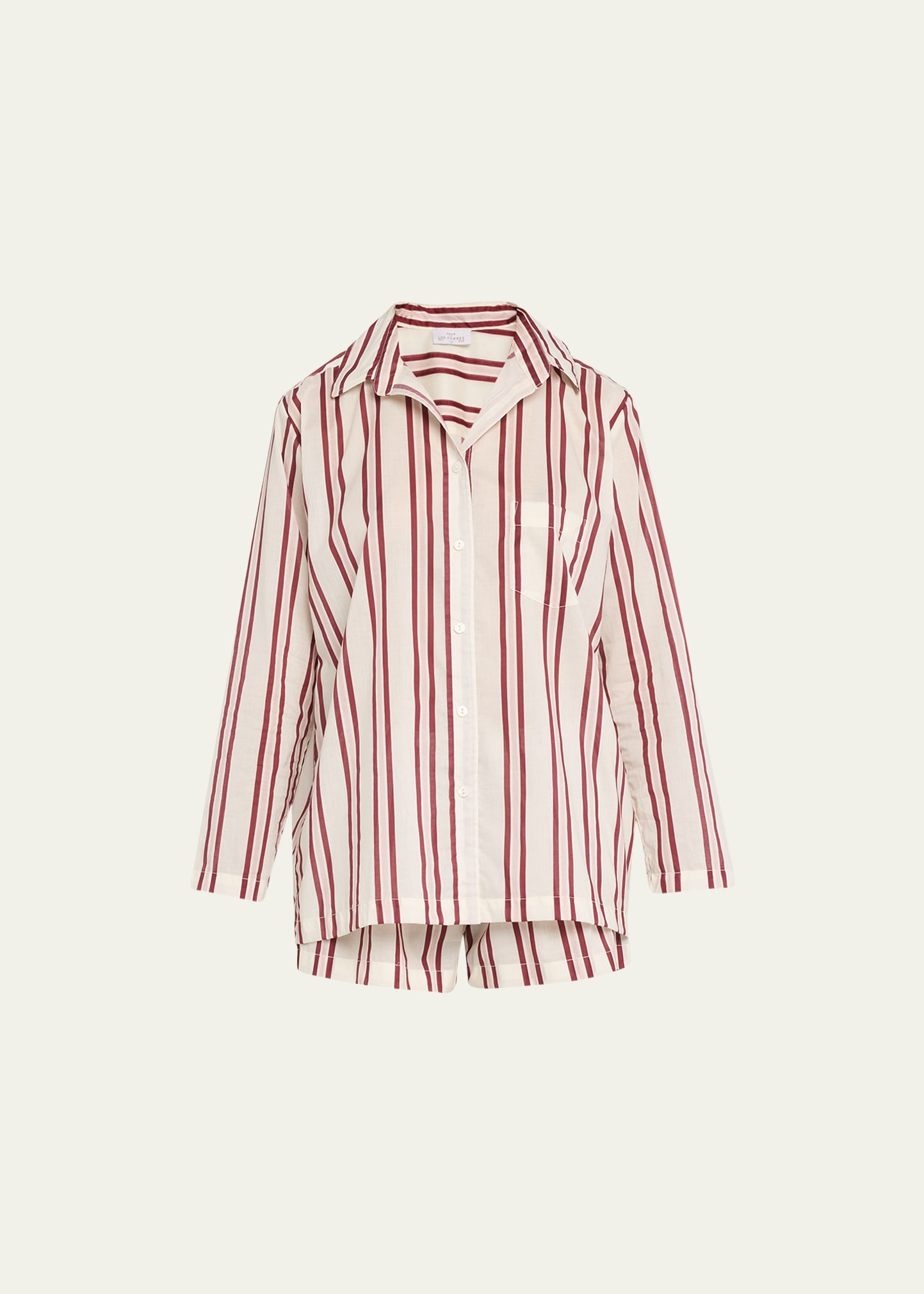 Striped Long-Sleeve Shirt & Shorts Pajama Set