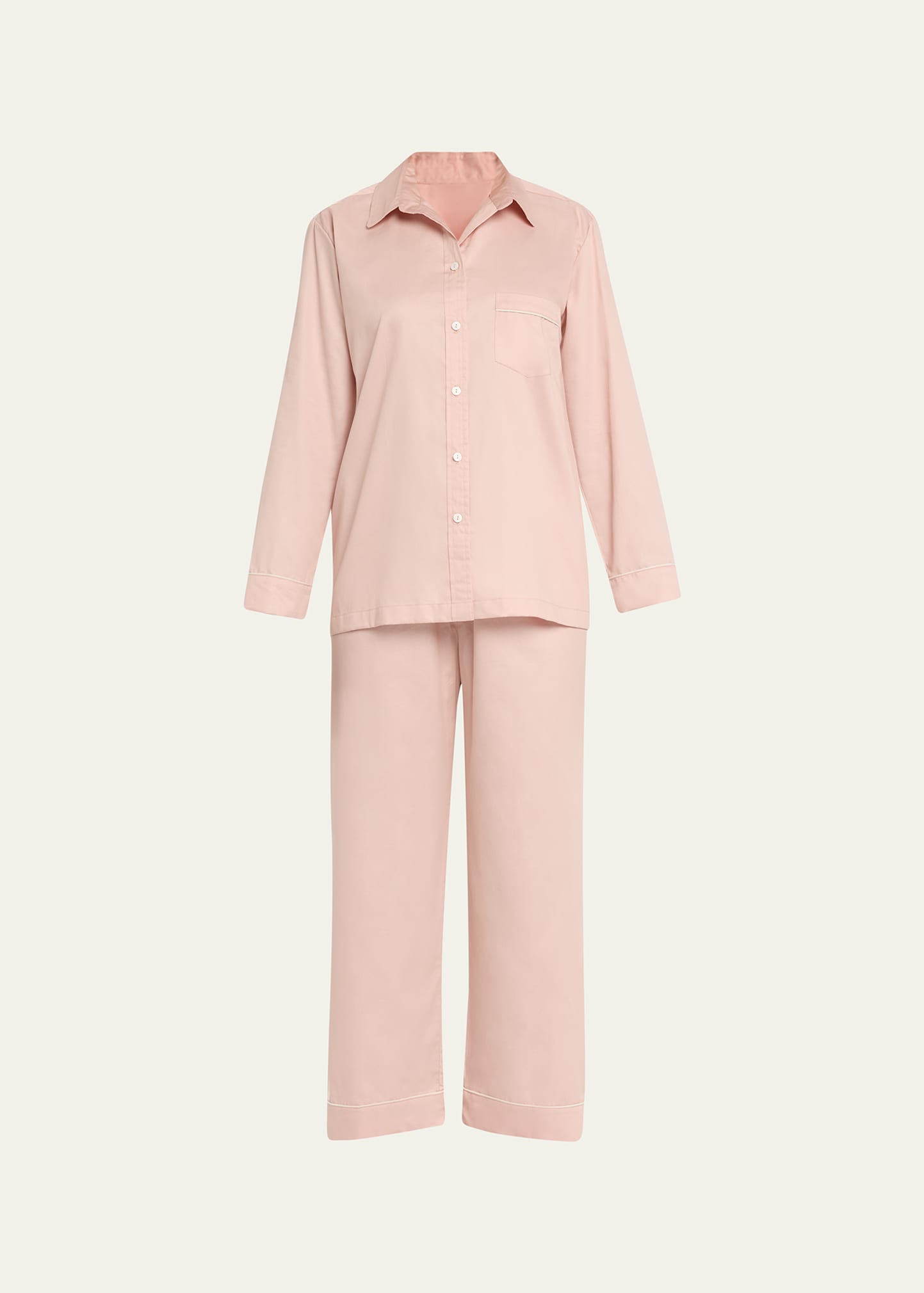 Cropped Cotton Sateen Pajama Set