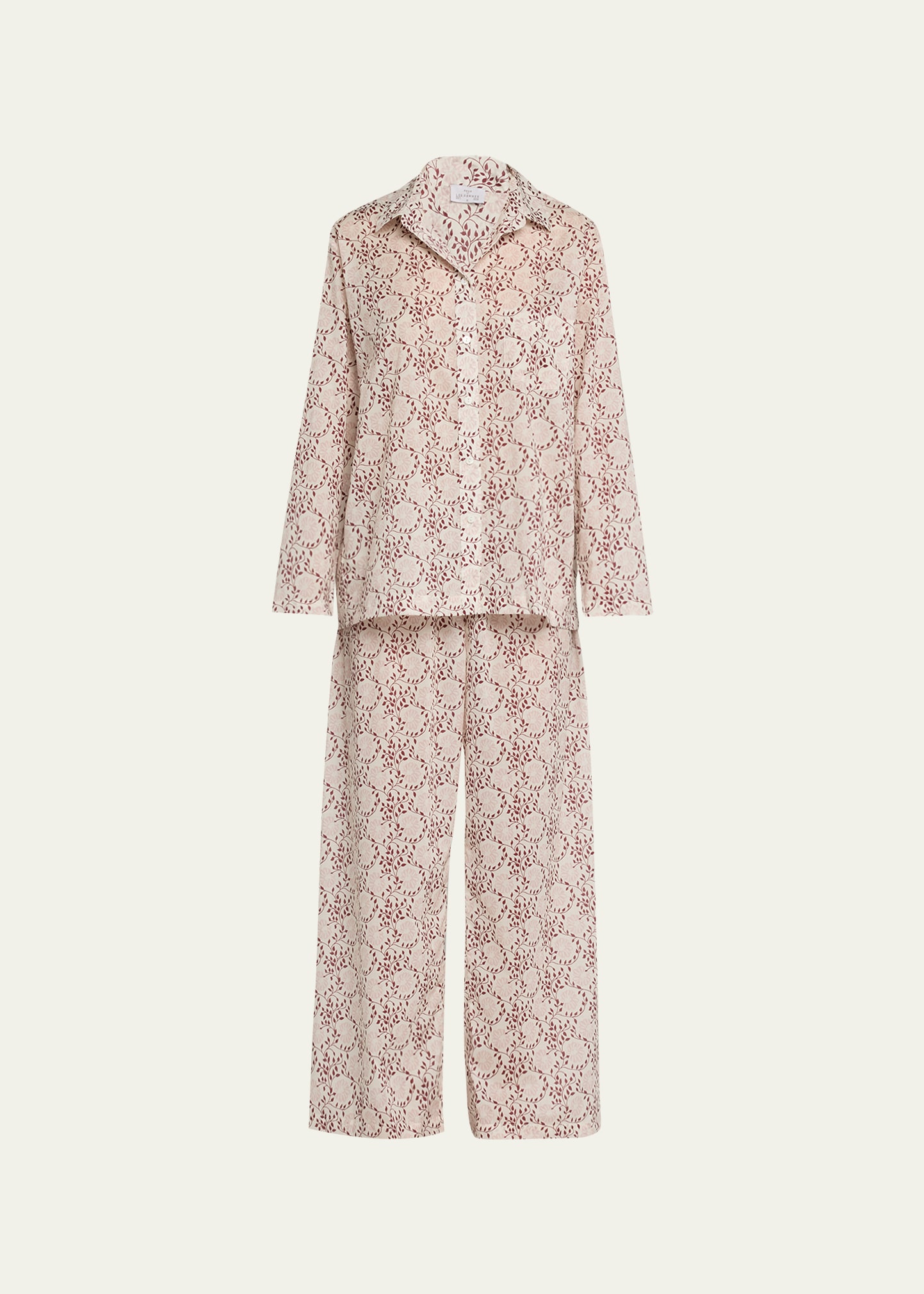 Pour Les Femmes Botanical-print Cotton Pajama Set In Folkloric Floral