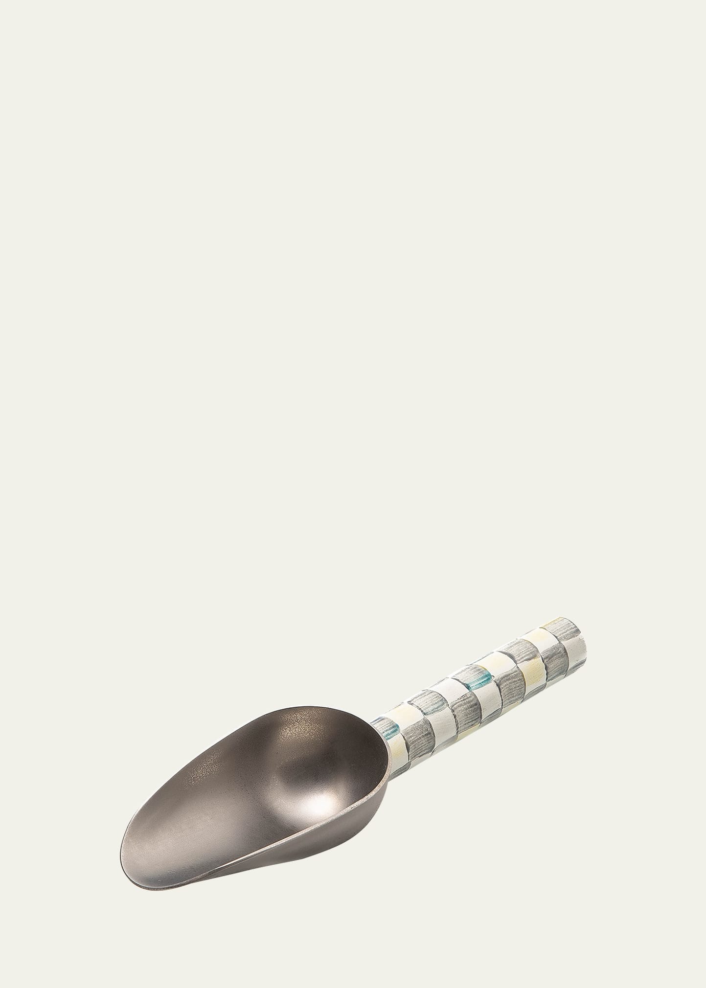 Mackenzie-childs Sterling Check Enamel Scoop, Small In Gray