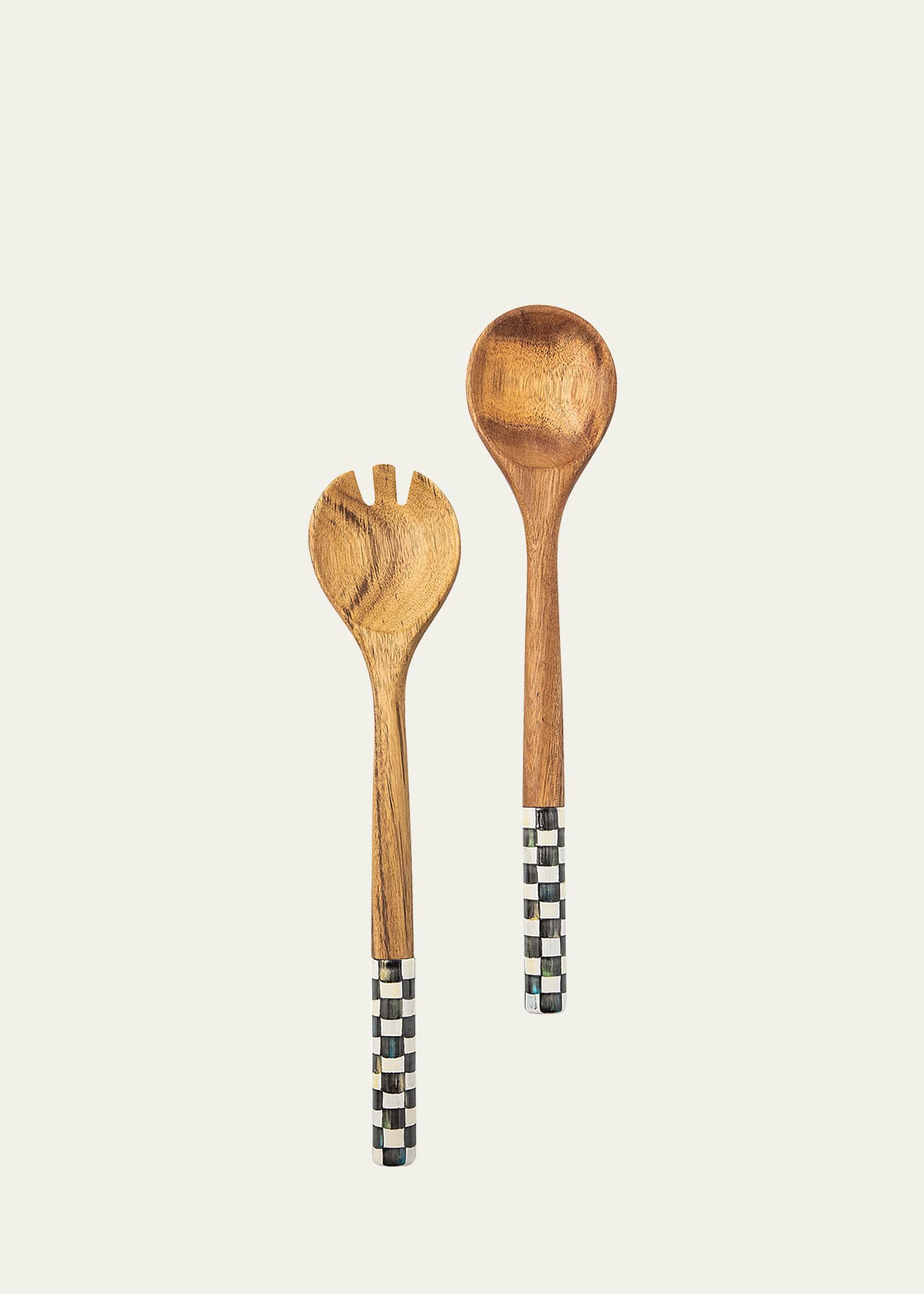 Mackenzie-childs Courtly Check Salad Servers In Brown