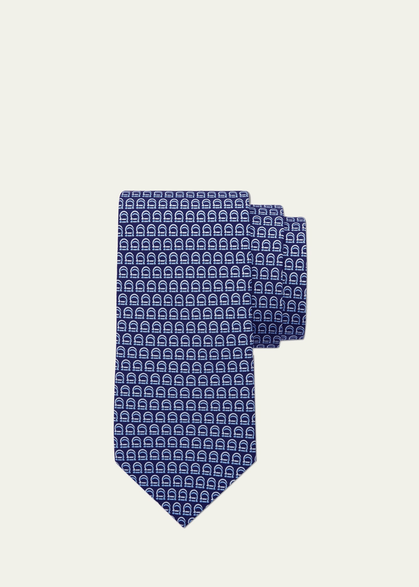 Shop Ferragamo Men's Interwoven Gancini-print Silk Tie In Fnavy