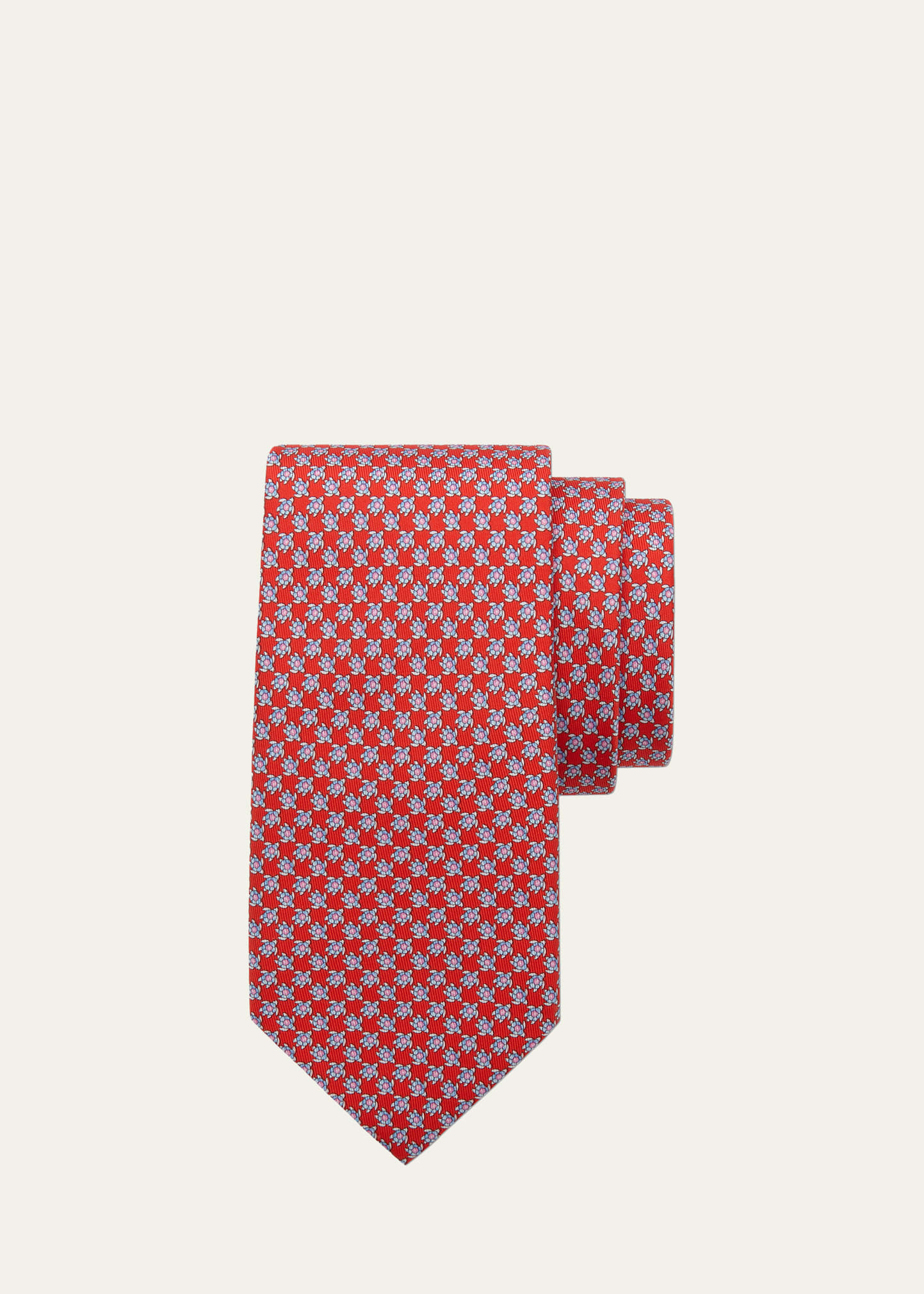 Ferragamo Men's Tortoise-print Silk Tie In Frosso