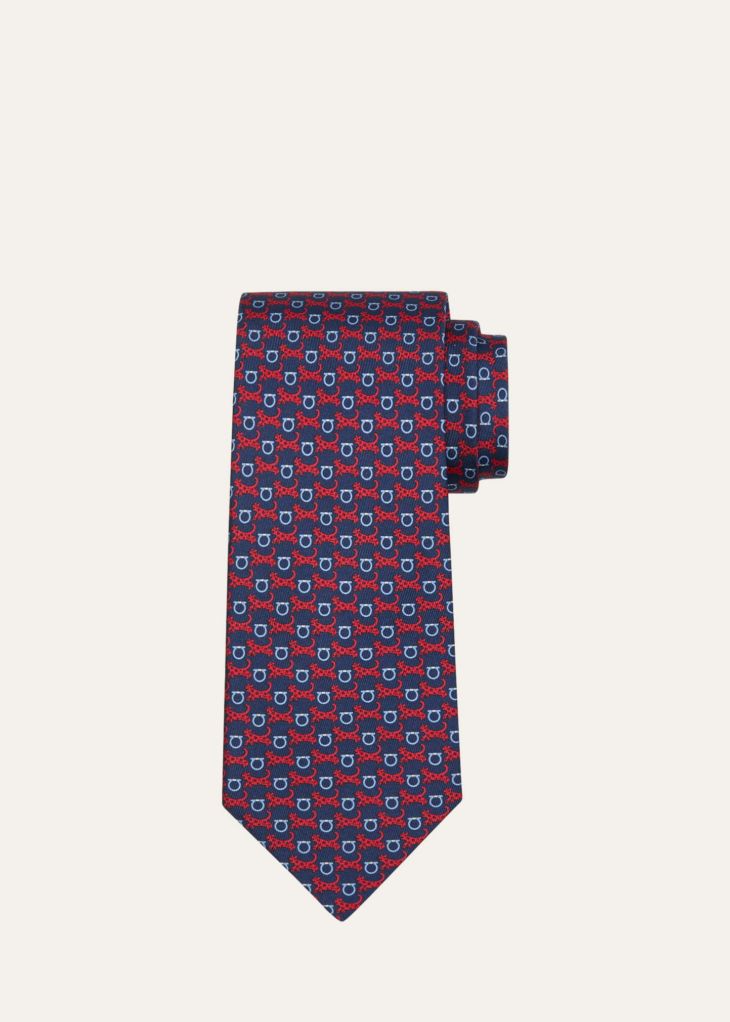 Shop Ferragamo Men's Animali Gancini Silk Tie In Fblu Scr