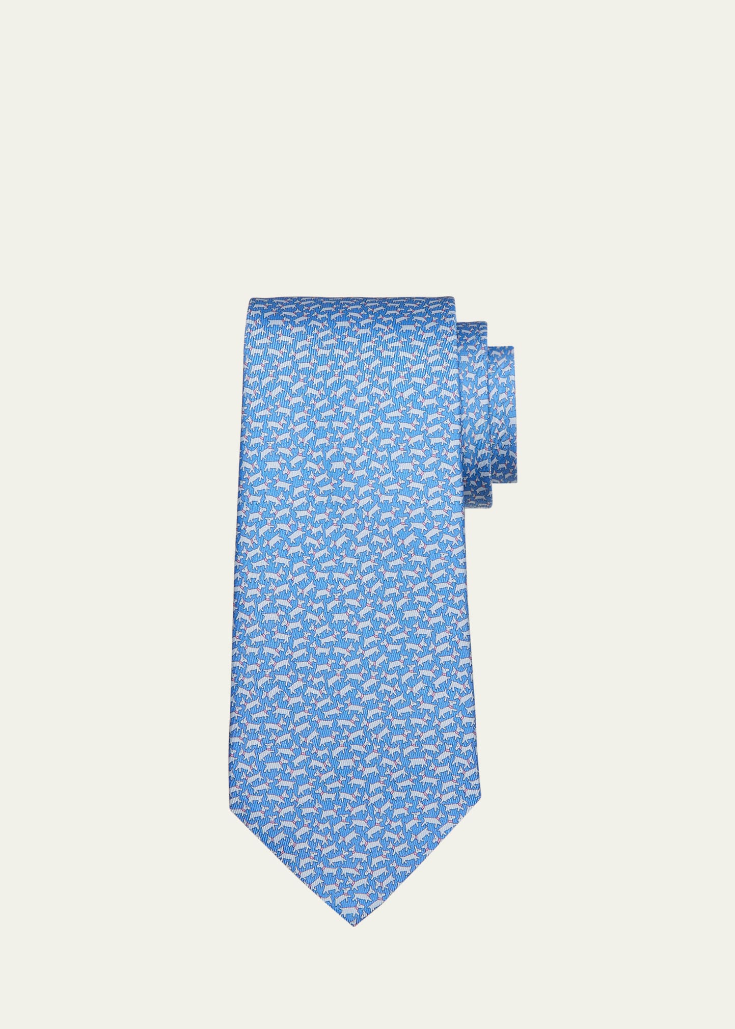 Shop Ferragamo Men's Animali Tobia-print Silk Tie In Fazzurro