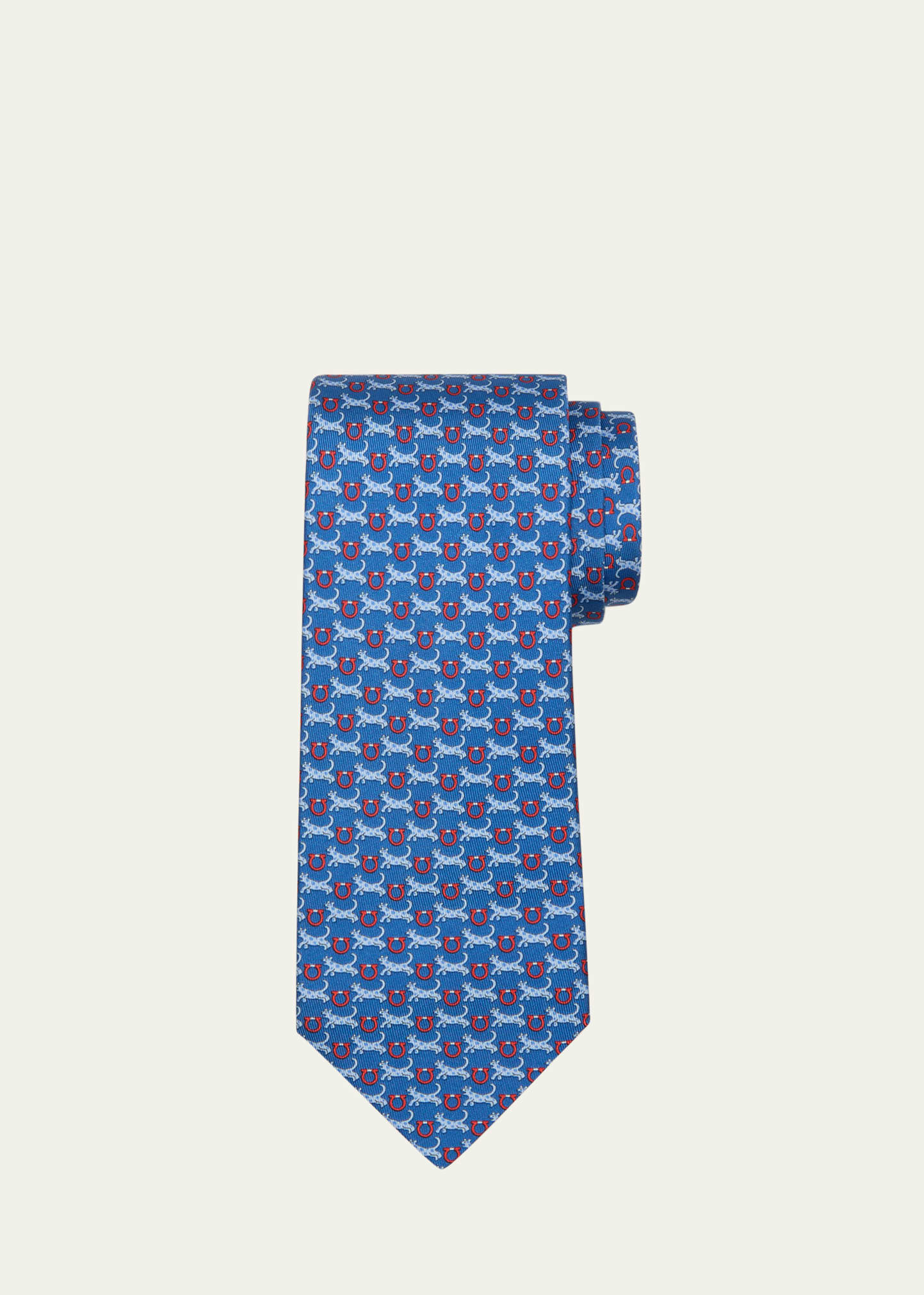 Ferragamo Men's Animali Gancio-print Silk Tie In Fbluette