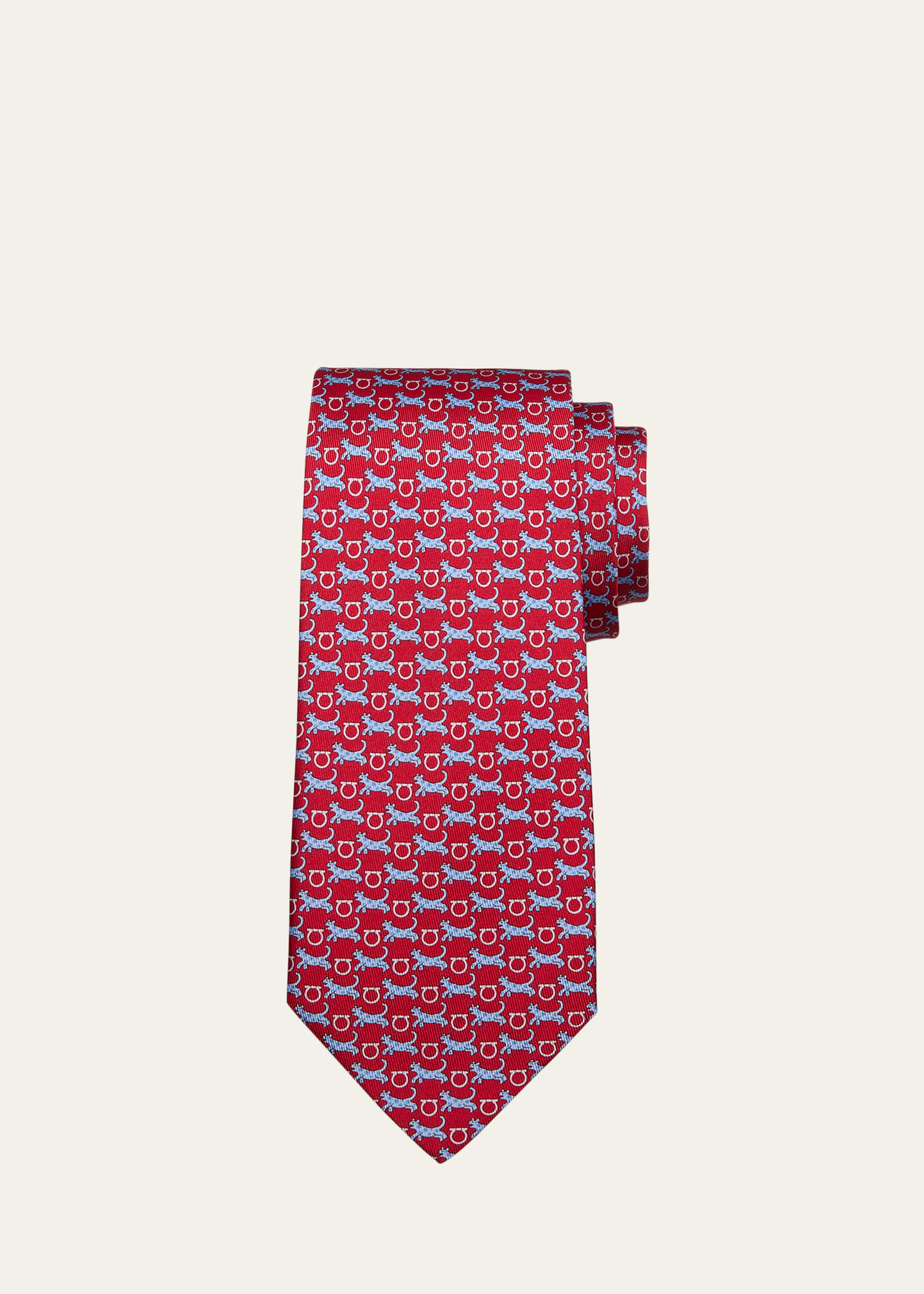 Ferragamo Men's Animali Gancio-print Silk Tie In Frossoaz