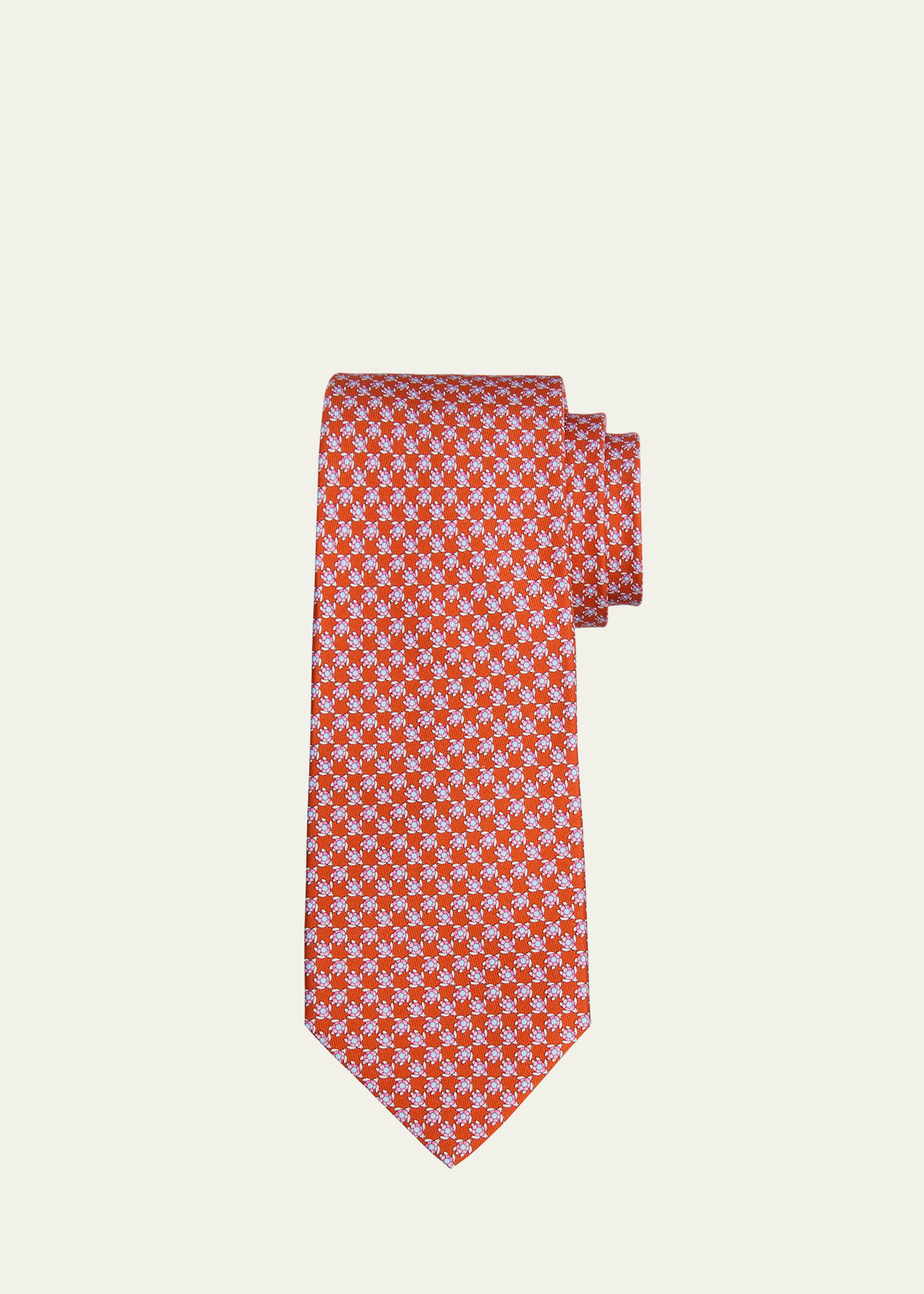 Ferragamo Men's Animali Silk Turtle-print Tie In Pink