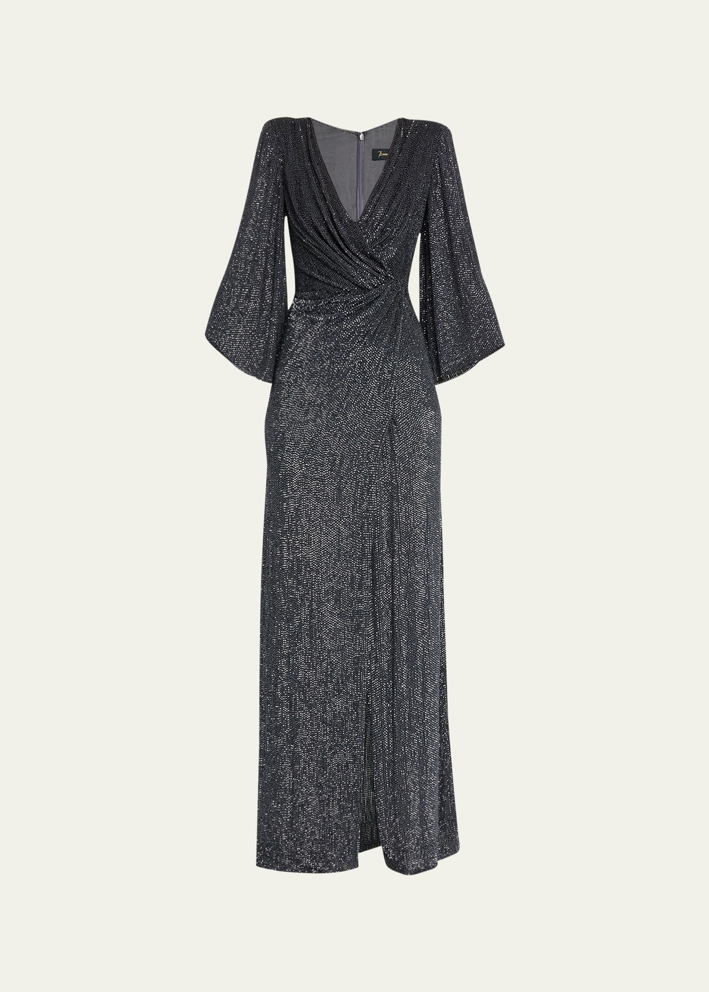Jenny Packham Luna Stud-embellished Draped Gown In Thunder