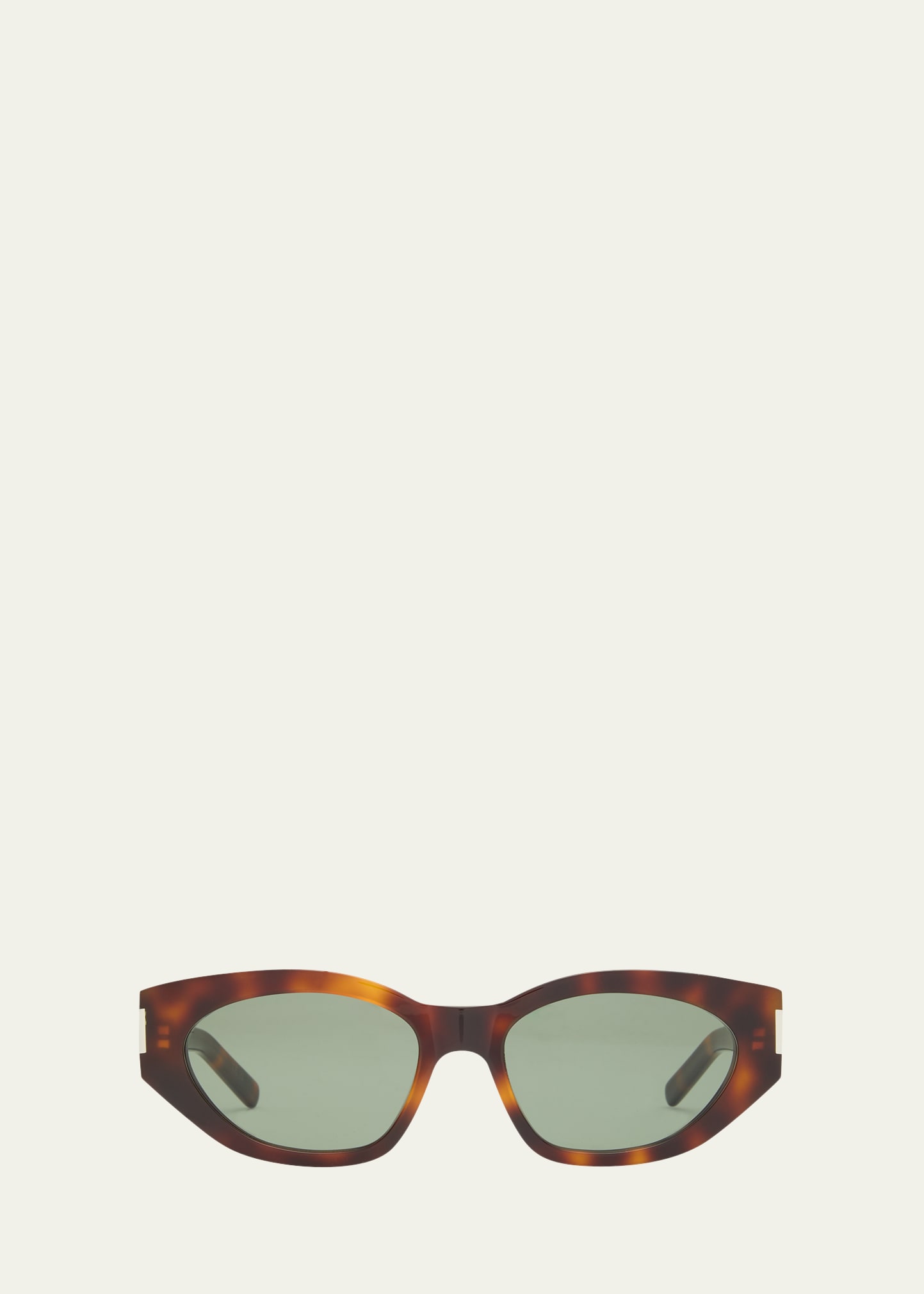 Saint Laurent Monochrome Acetate & Metal Cat-eye Sunglasses In Brown