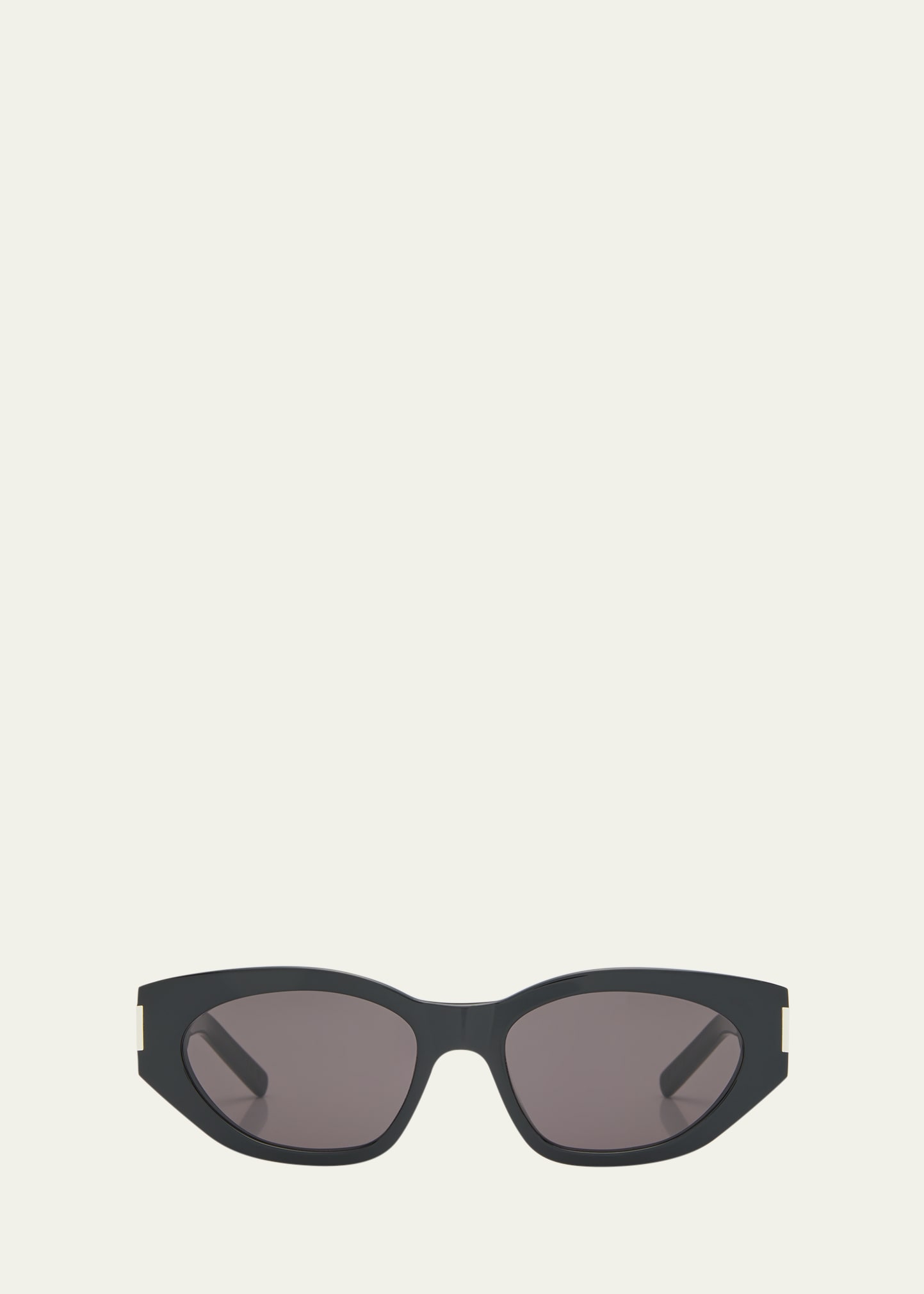 Saint Laurent Monochrome Acetate & Metal Cat-eye Sunglasses In Black