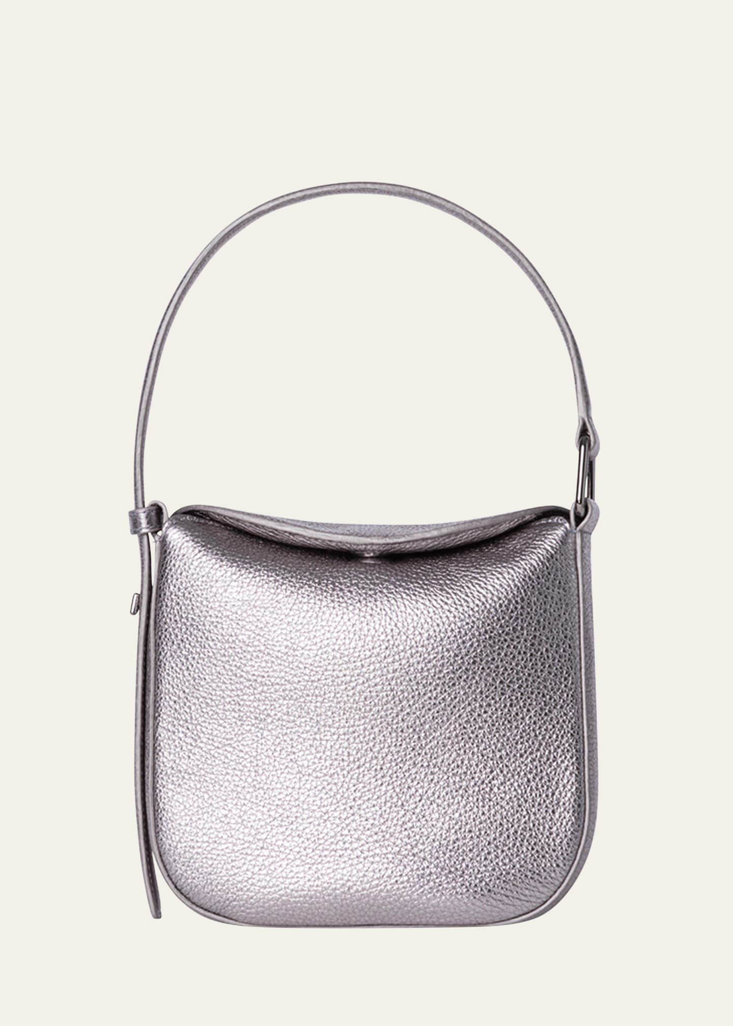 Shop Akris Anna Mini Leather Hobo Bag In Grey Metallic