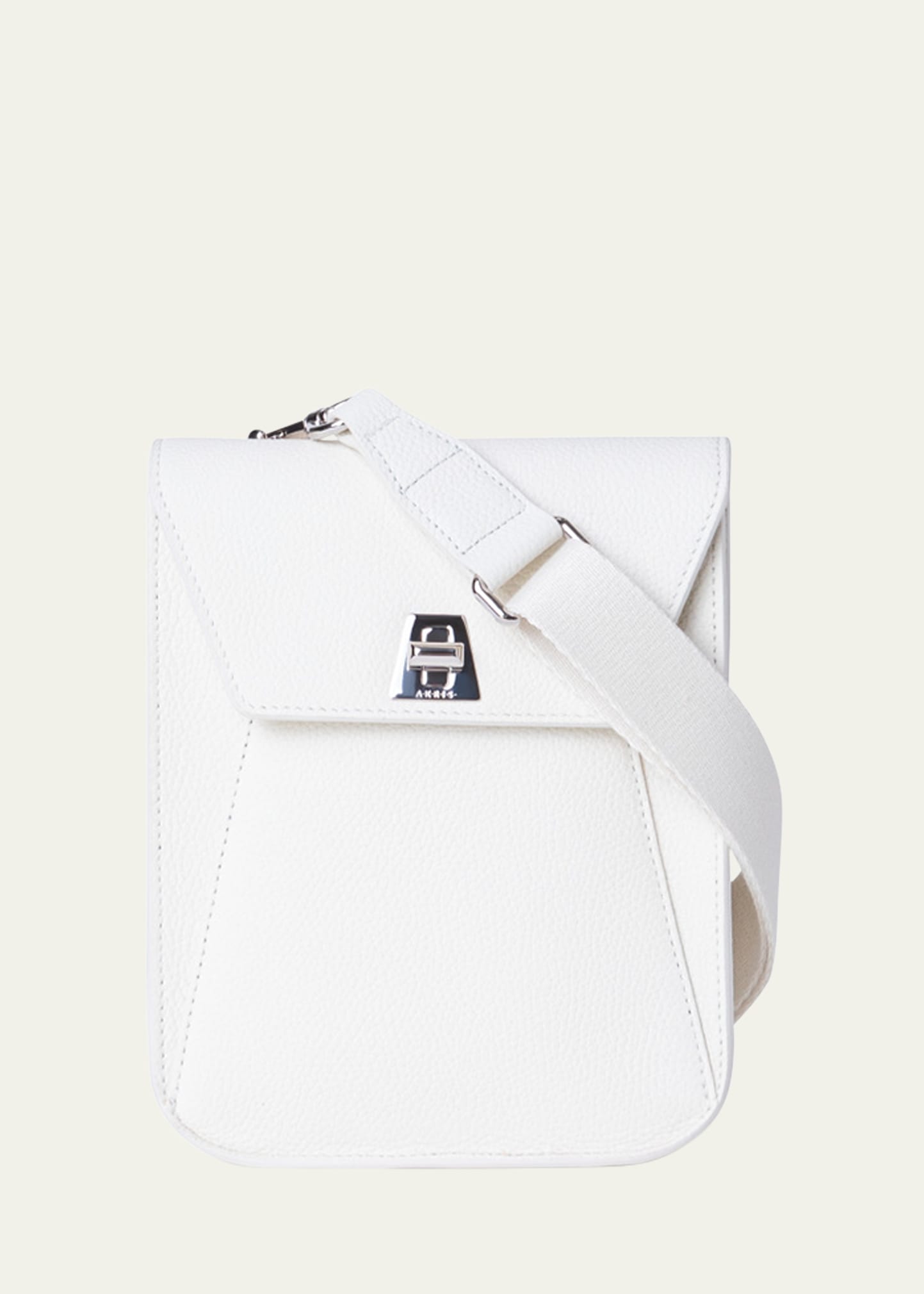 Akris Anouk Mini Leather Messenger Bag In White
