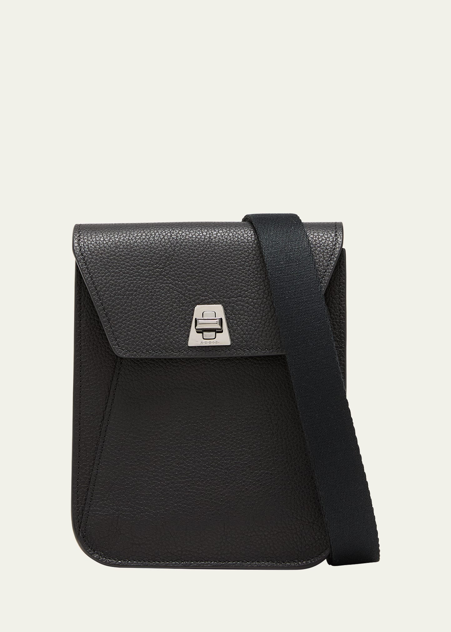 Akris Anouk Mini Flap Leather Messenger Bag In Black
