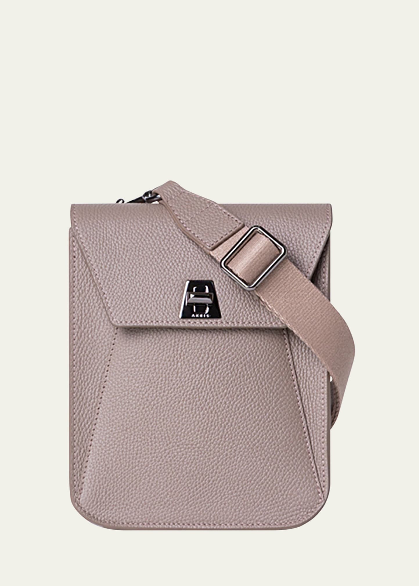 Shop Akris Anouk Mini Flap Leather Messenger Bag In 085 Taupe