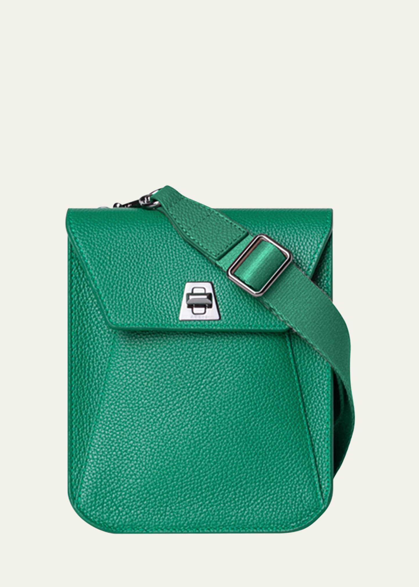 Shop Akris Anouk Mini Flap Leather Messenger Bag In 055 Aloe