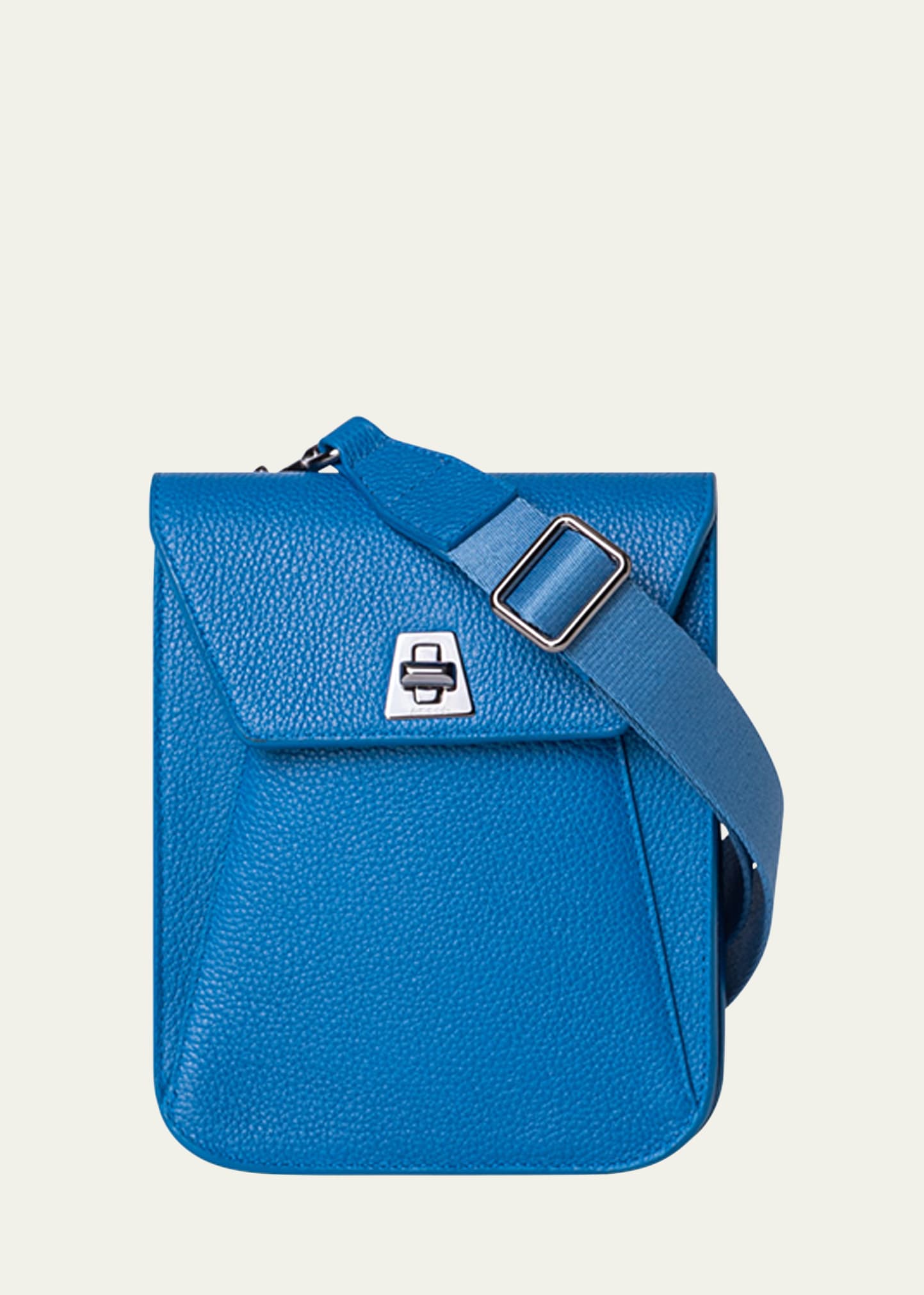 Shop Akris Anouk Mini Flap Leather Messenger Bag In 700 Royal Blue
