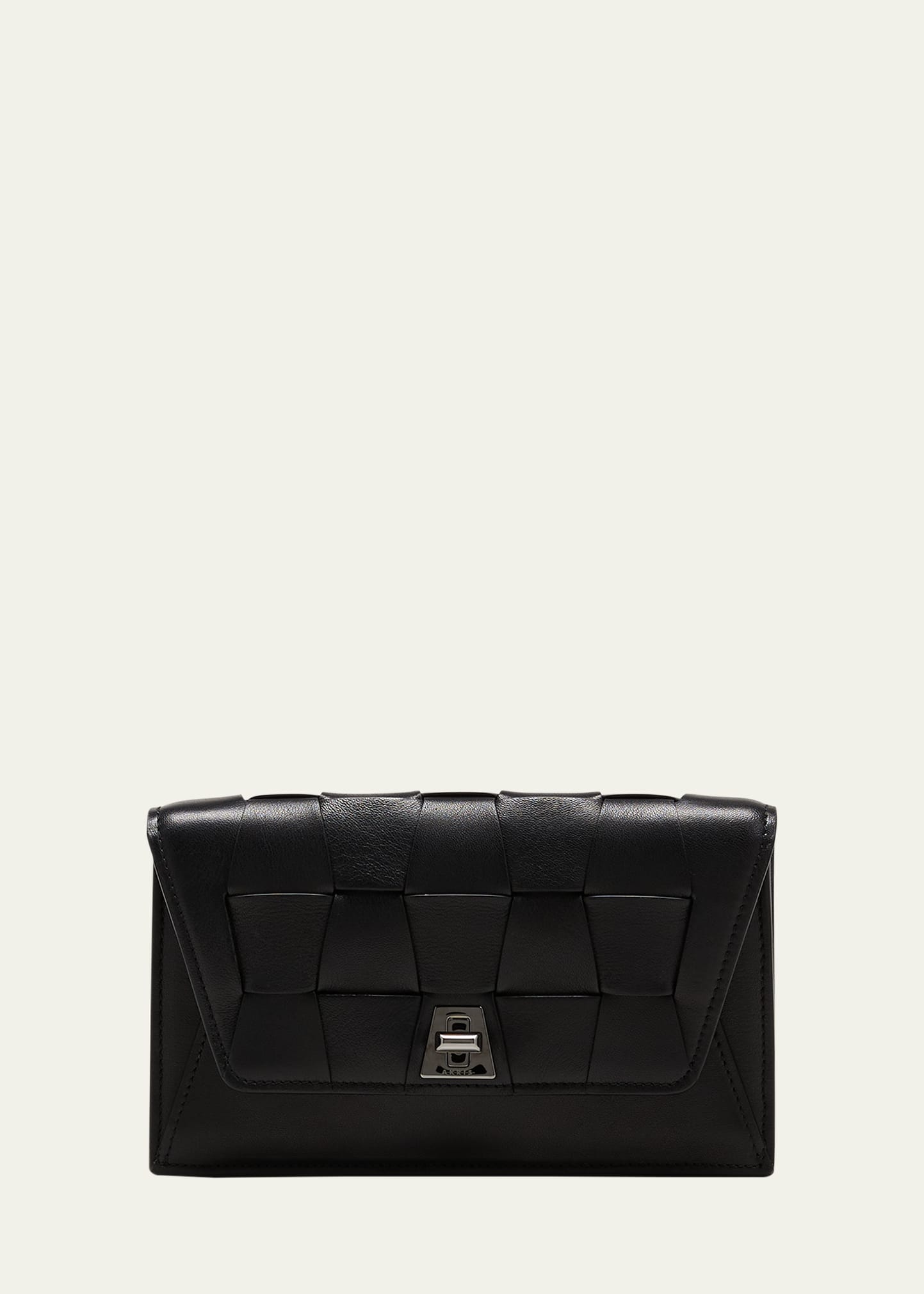 Akris Anouk Braided Leather Shoulder Bag In 009 Black