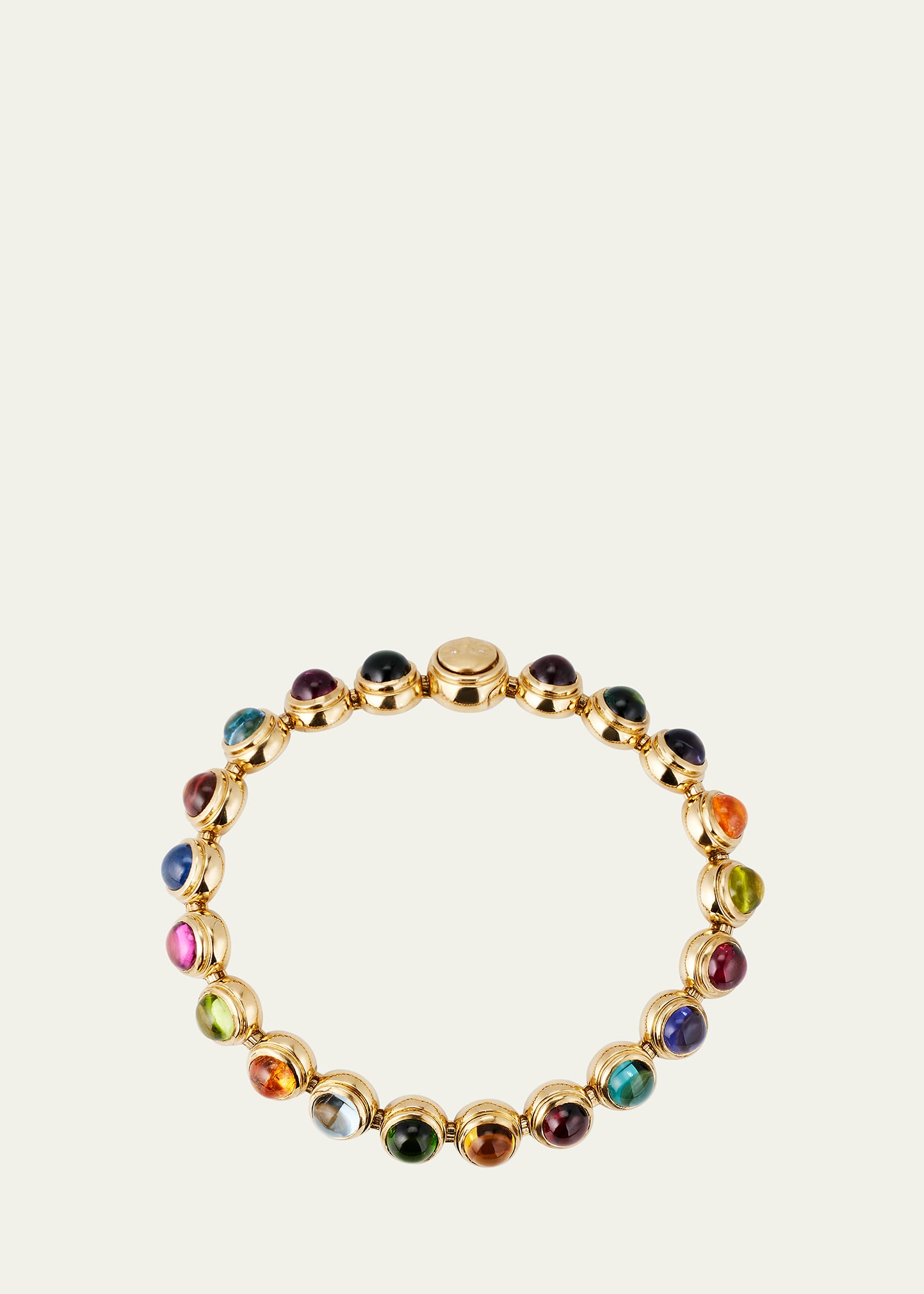 18K Yellow Gold Moon Chain Bracelet with Multicolor Tourmaline and Diamonds