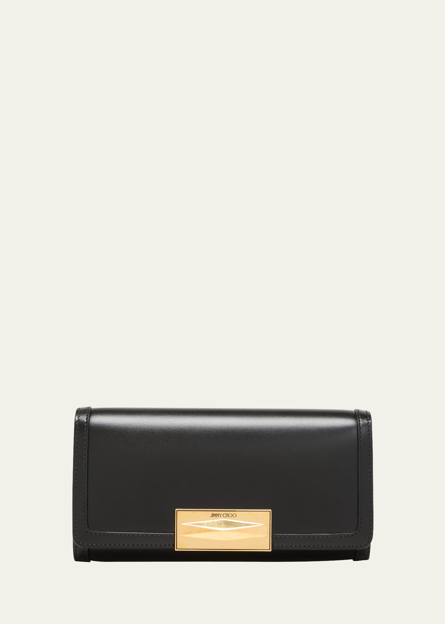 Shop Jimmy Choo Mini Diamond Flap Leather Shoulder Bag In Black Gold
