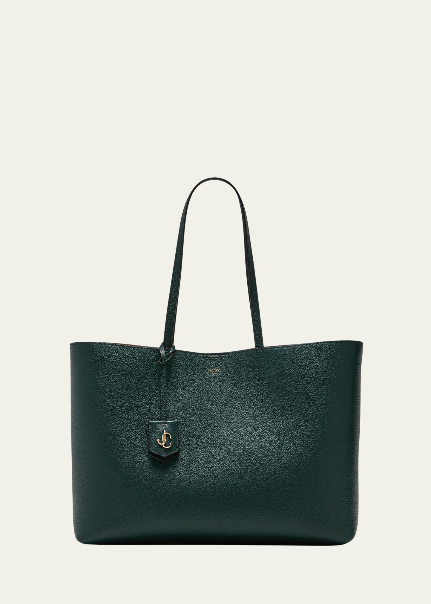 JIMMY CHOO ダークグリーン トートバッグ Jimmy Choo Nine2five East-west Leather Tote Bag In Dark Green