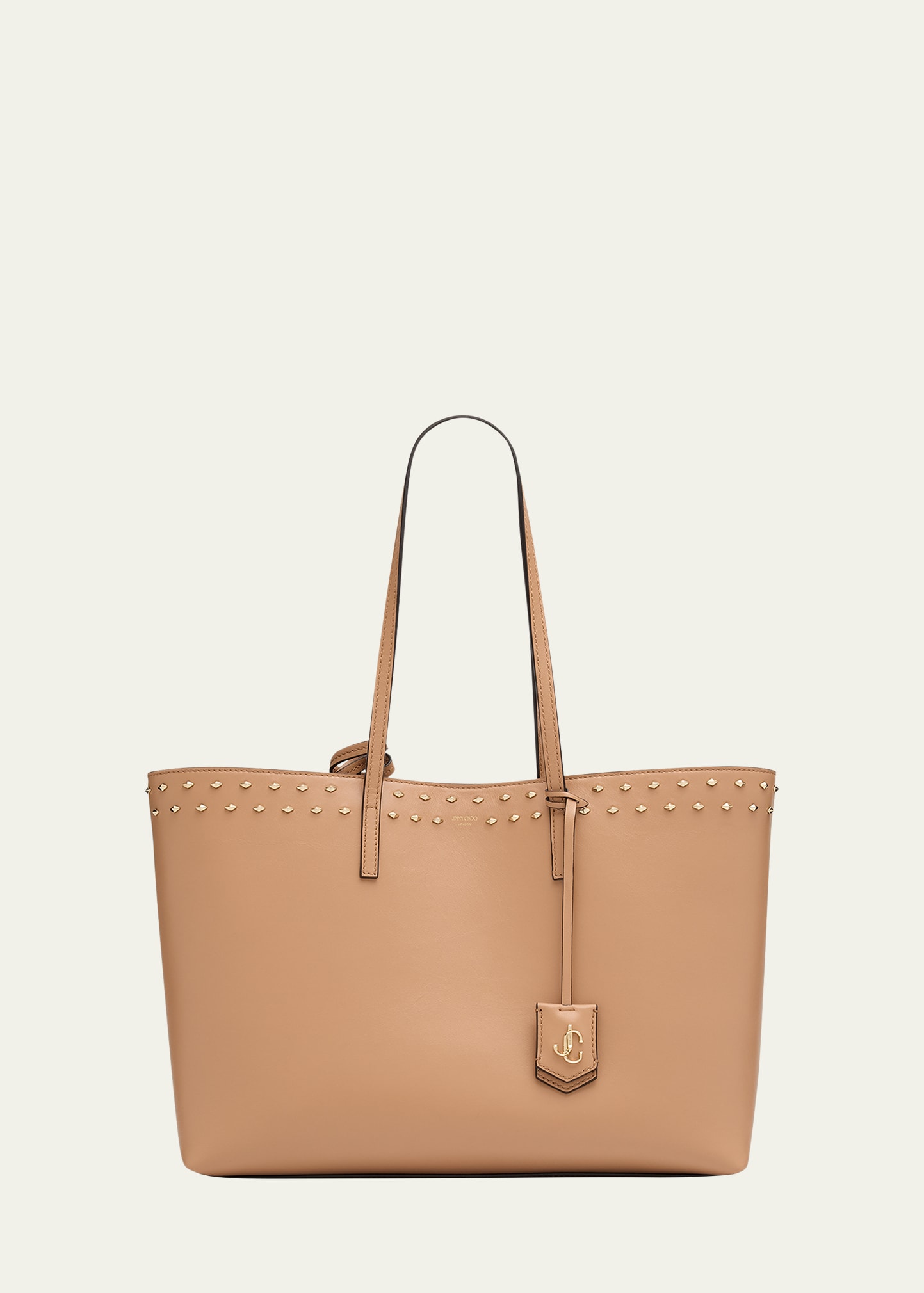 Jimmy Choo Nine2five East-west Leather Tote Bag In Biscuit Light Gol