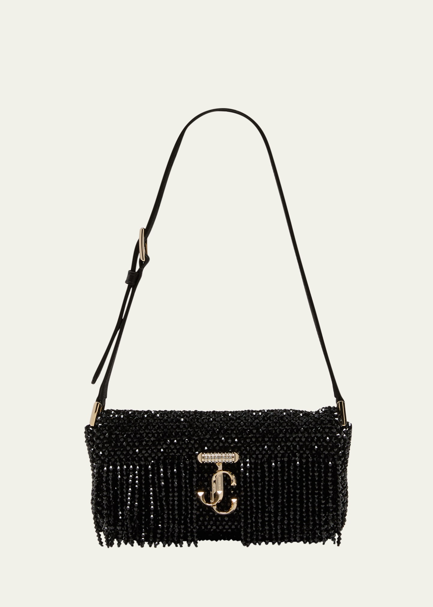 Jimmy Choo Borsa A Spalla Avenue Mini In Raso Nero Donna In Black Light Gold