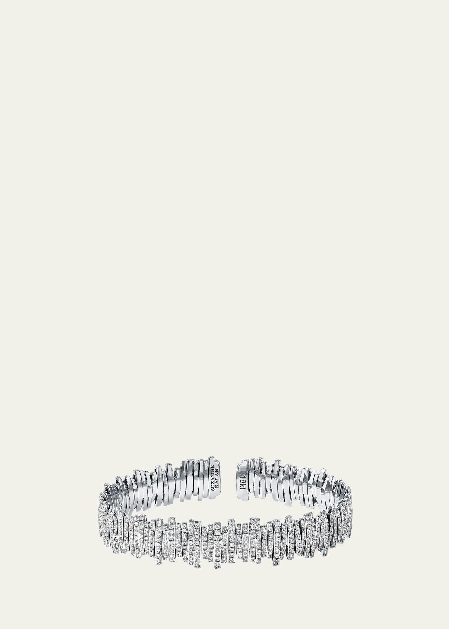 Suzanne Kalan 18k White Gold Classic Diamond Full Pavé Cuff Bracelet In Wg