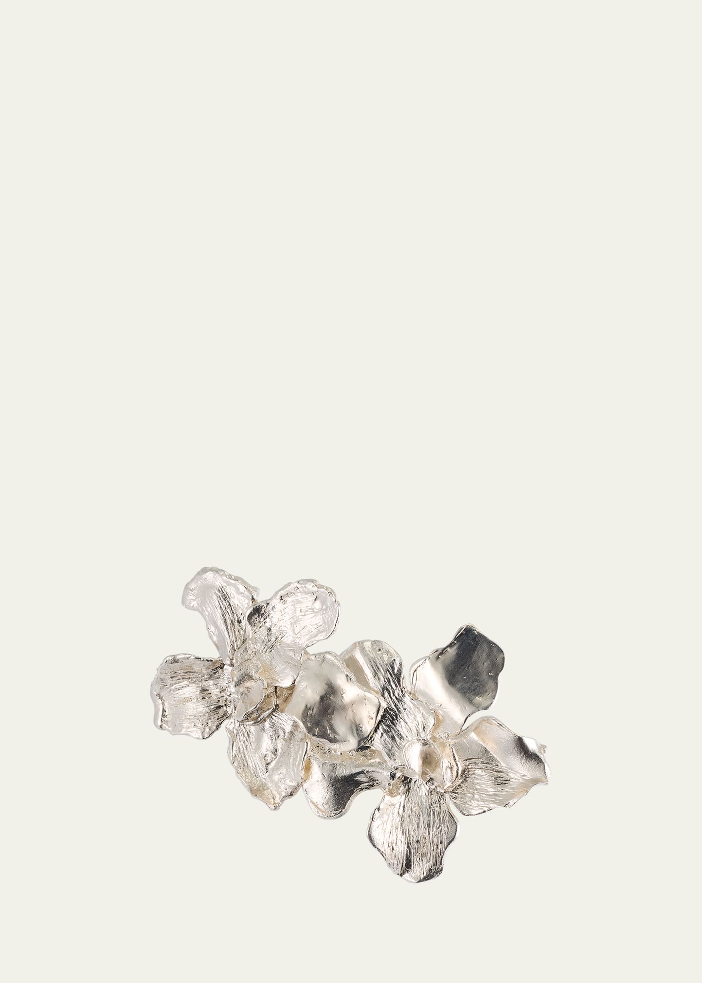 Double Flower Brooch with Black Diamonds