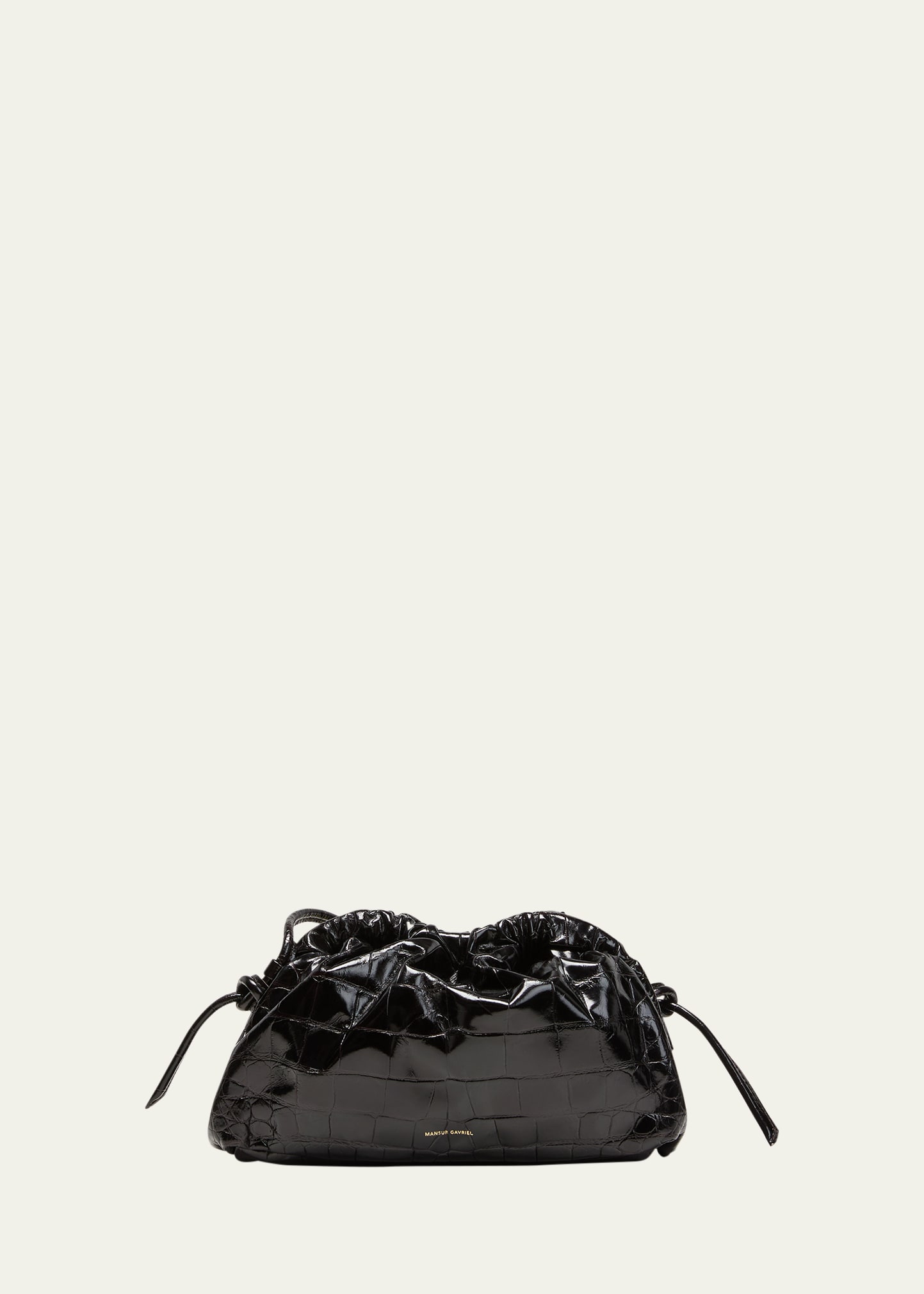 Mansur Gavriel Cloud Mini Croc-embossed Clutch Bag In Chocolate Croc