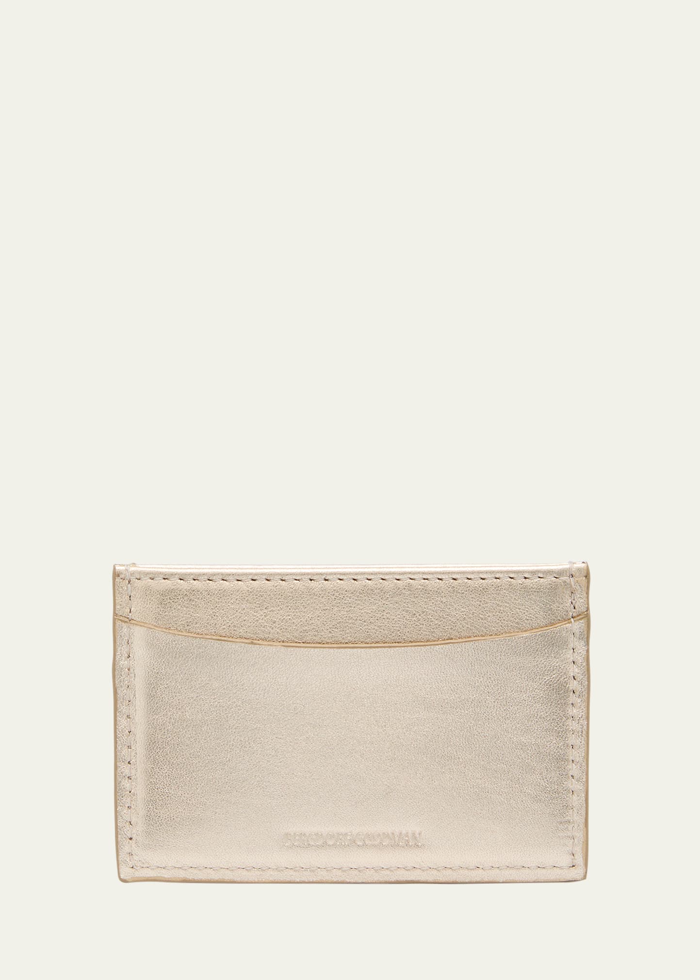Bergdorf Goodman Leather Slim Card Case In Gold