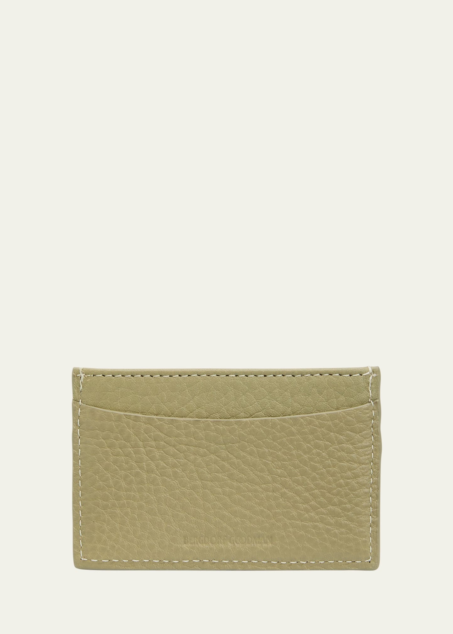 Bergdorf Goodman Leather Slim Card Case In Sage
