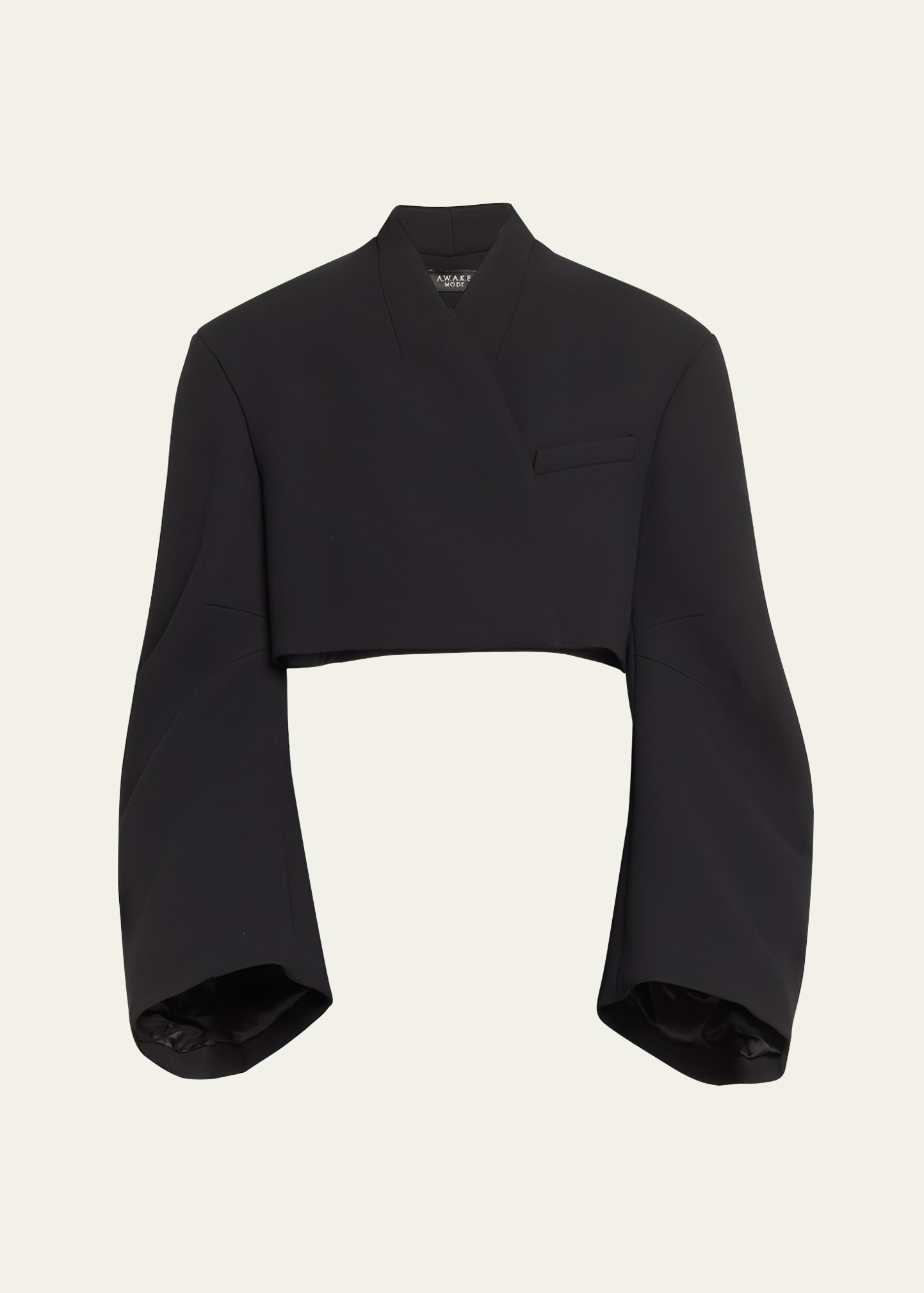 Shop A.w.a.k.e. Cropped Round-sleeve Jacket In Black