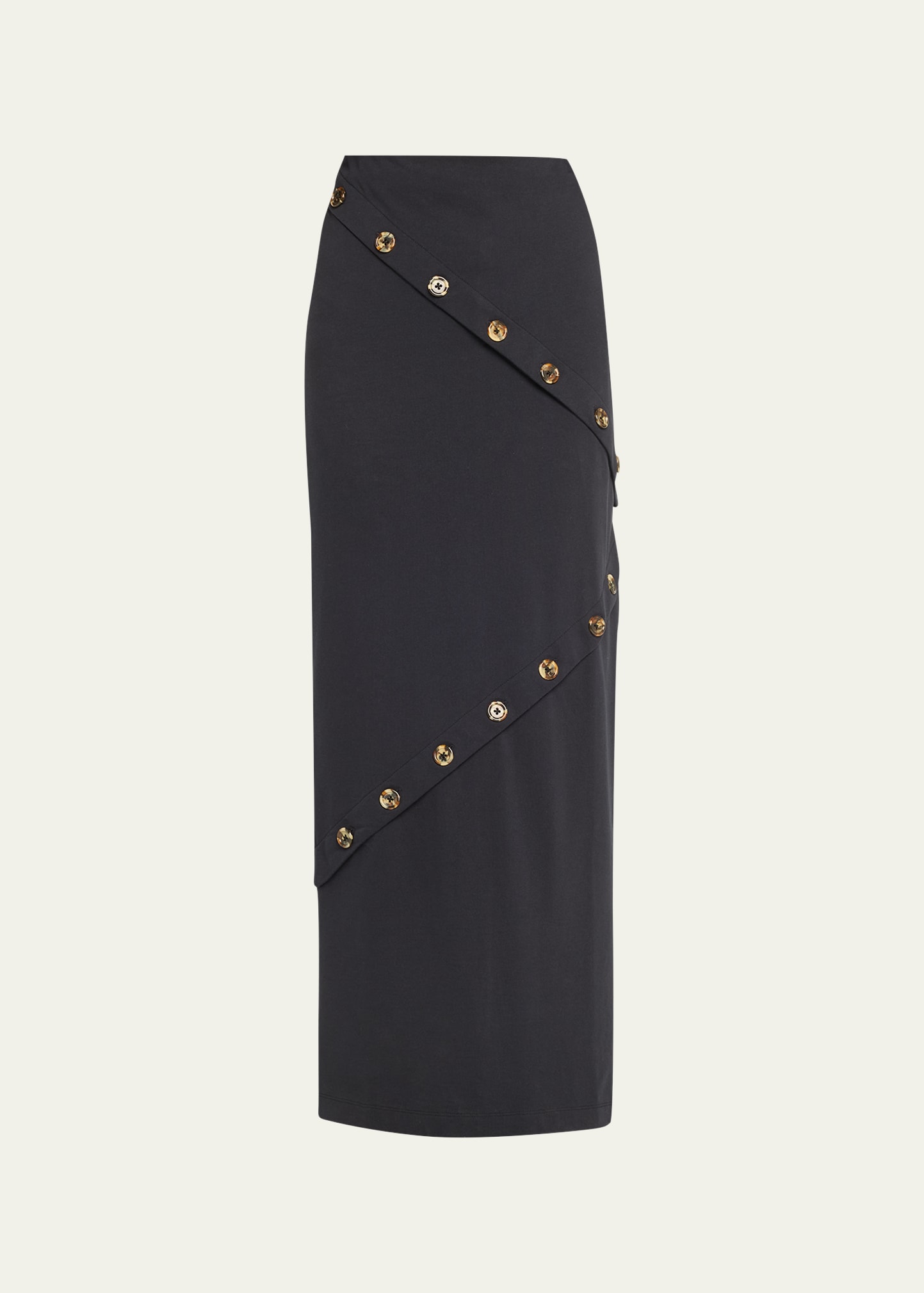 Shop A.w.a.k.e. Fitted Button-front Jersey Maxi Skirt In Black