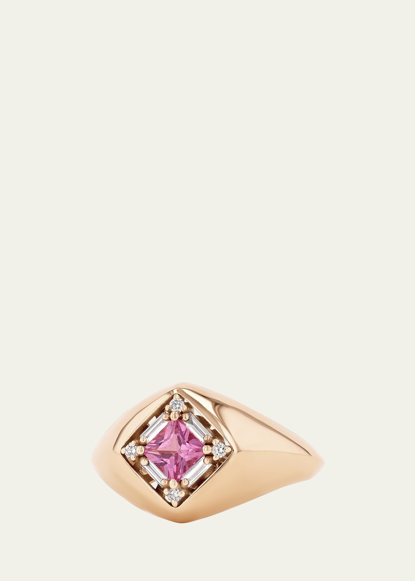 Suzanne Kalan Princess Pink Sapphire And Diamond Mini Signet Ring In Rg
