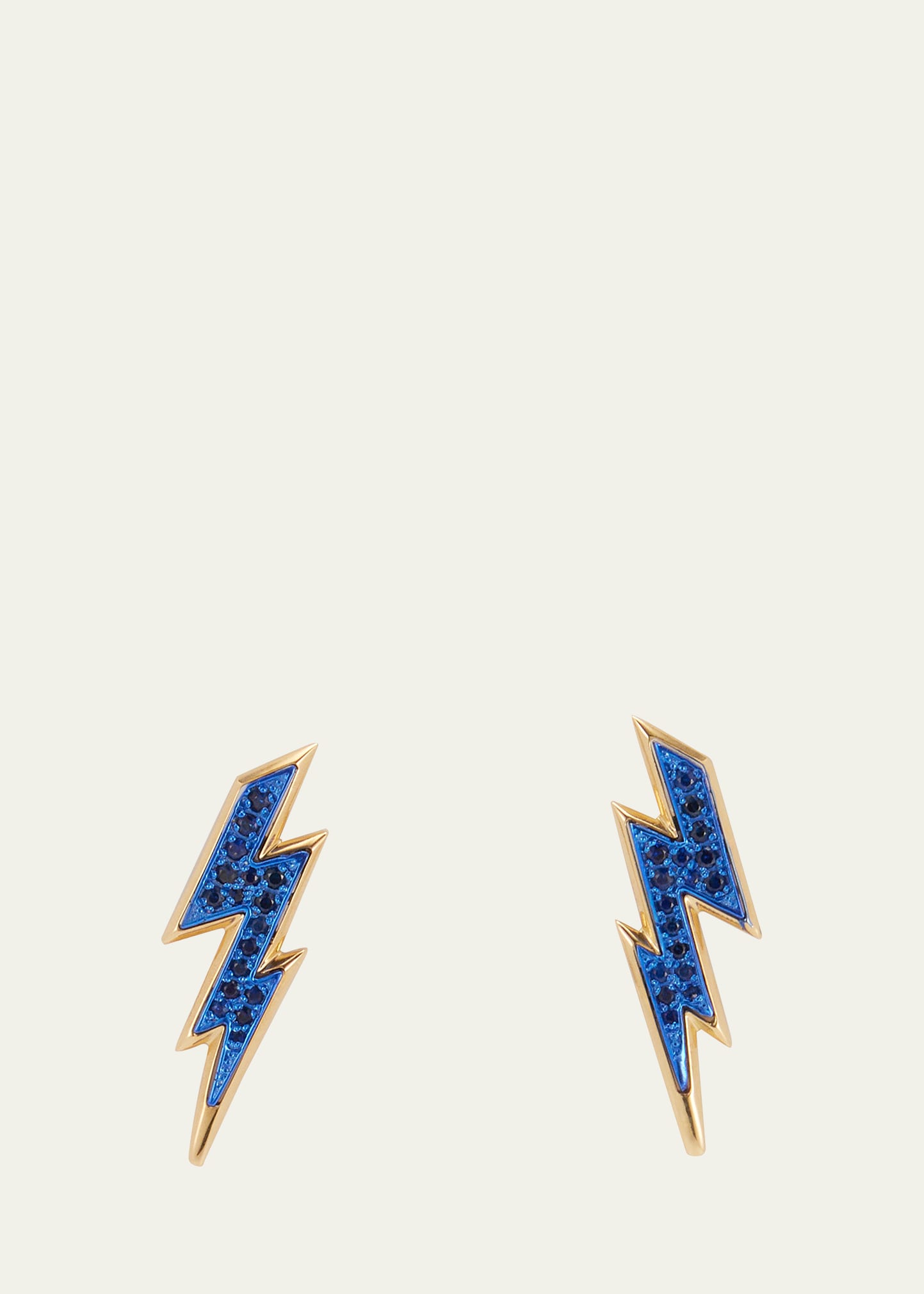 Faraone Mennella 18k Yellow Gold Small Blue Sapphire Fulmini Earrings