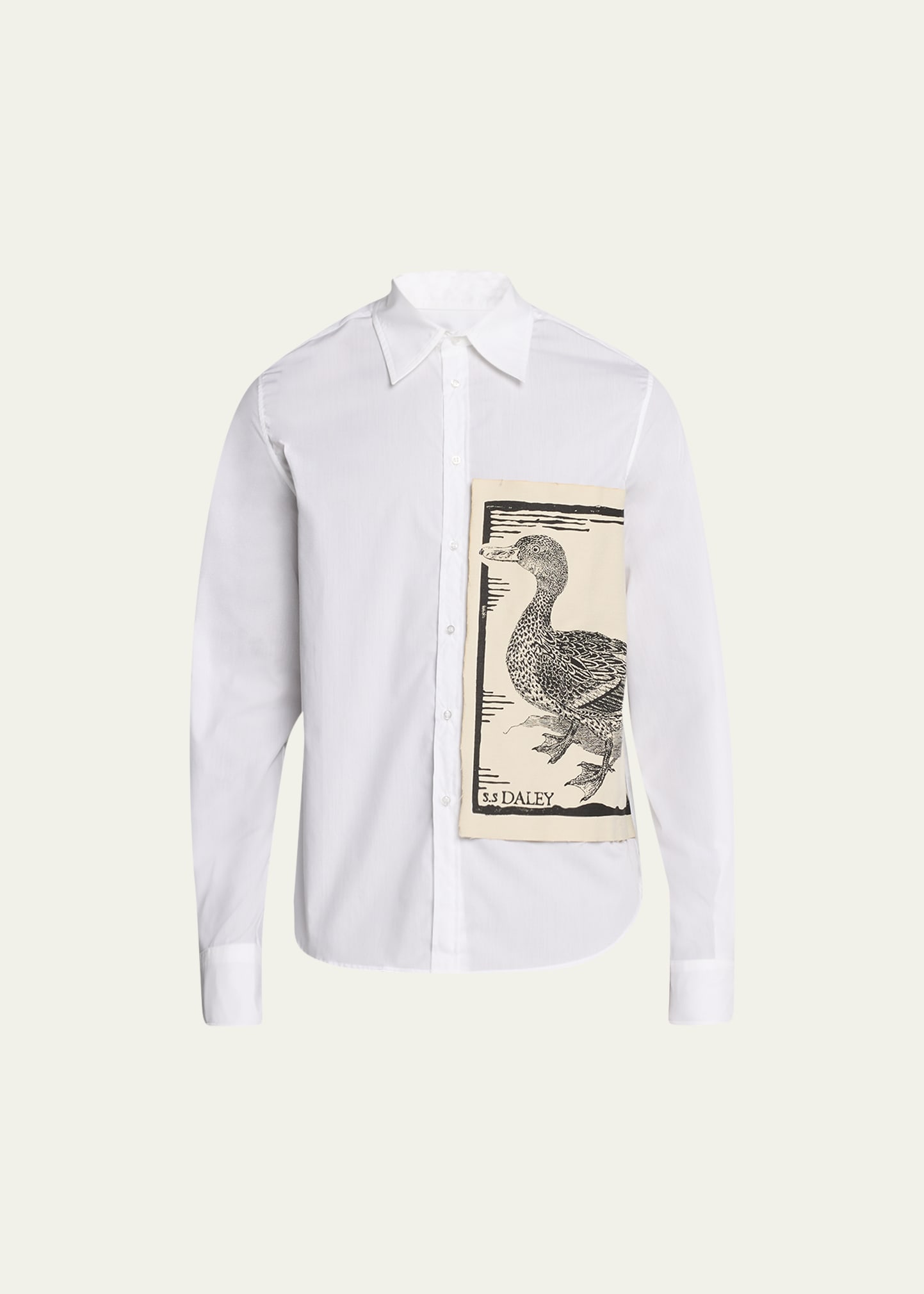 S.s. Daley Men's Harvey Sport Shirt With Duck Patch In White