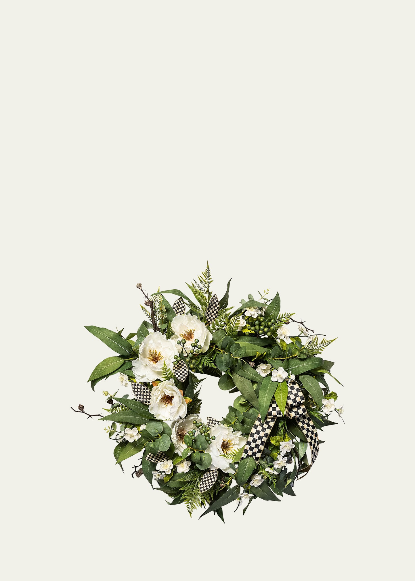 Mackenzie-childs Courtly Peony Wreath In Green